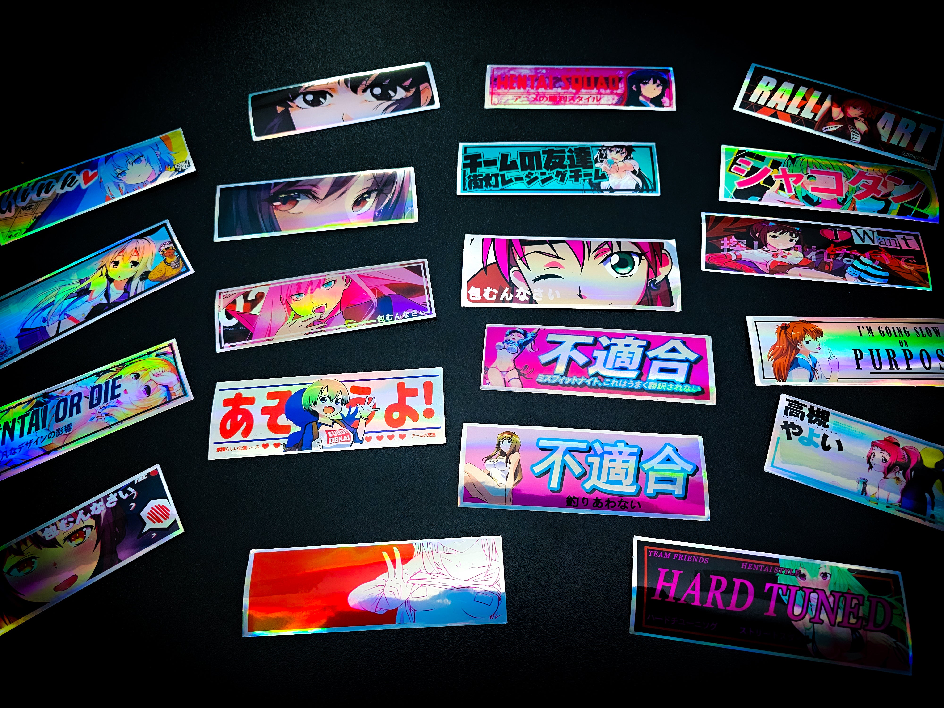JDM Girl Slap Silver Holographic Decal 32 Pack