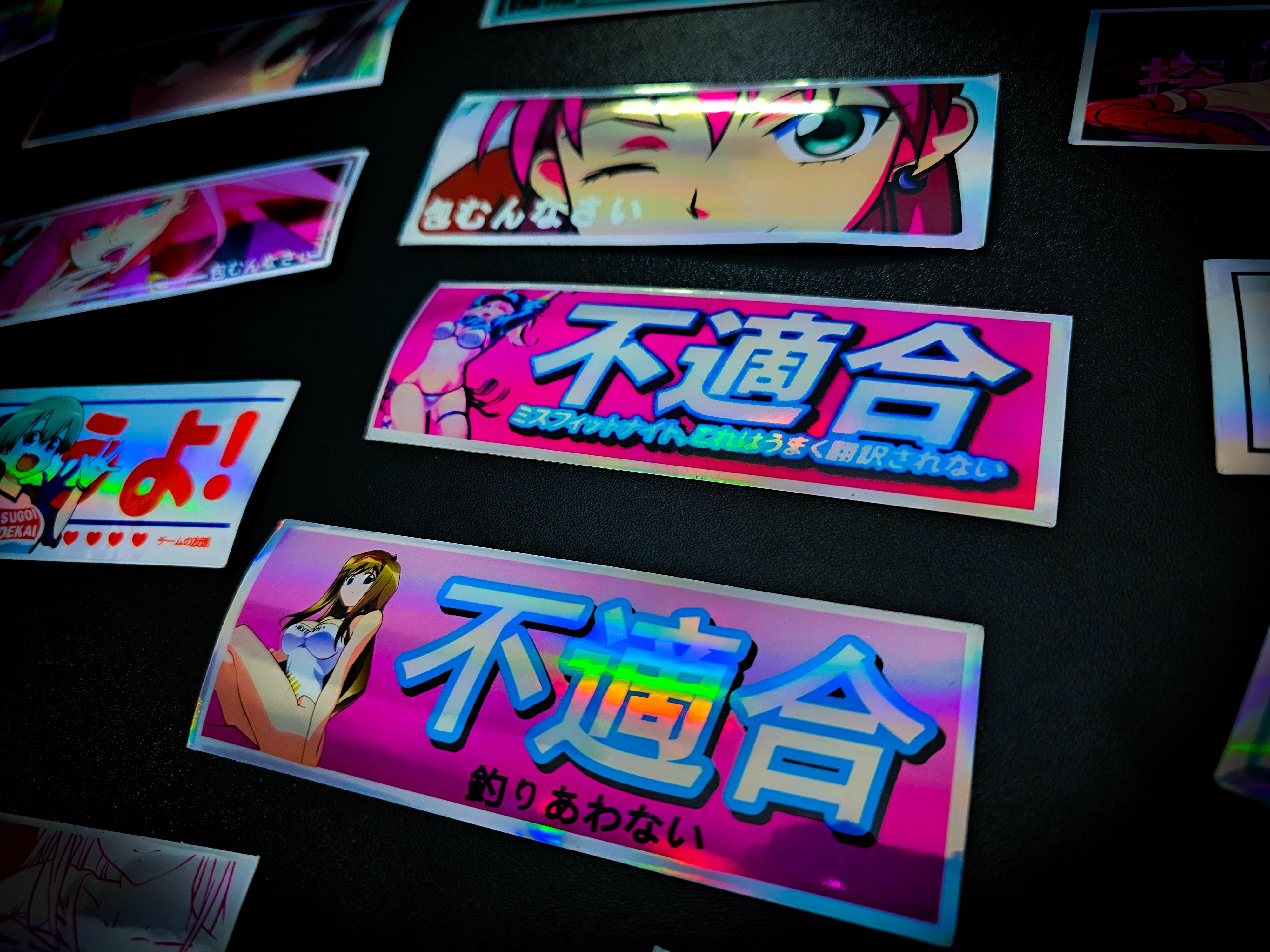 JDM Girl Slap Silver Holographic Decal 32 Pack