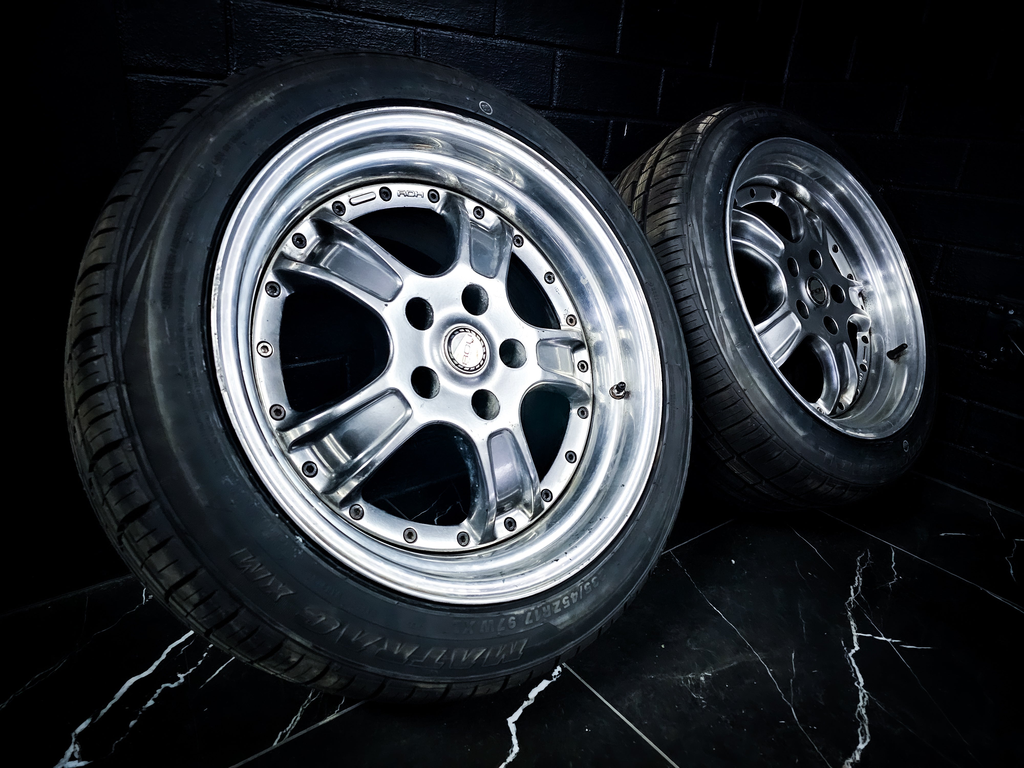 17" ROH 3 Piece Milano Polished Lipped Wheels x 2