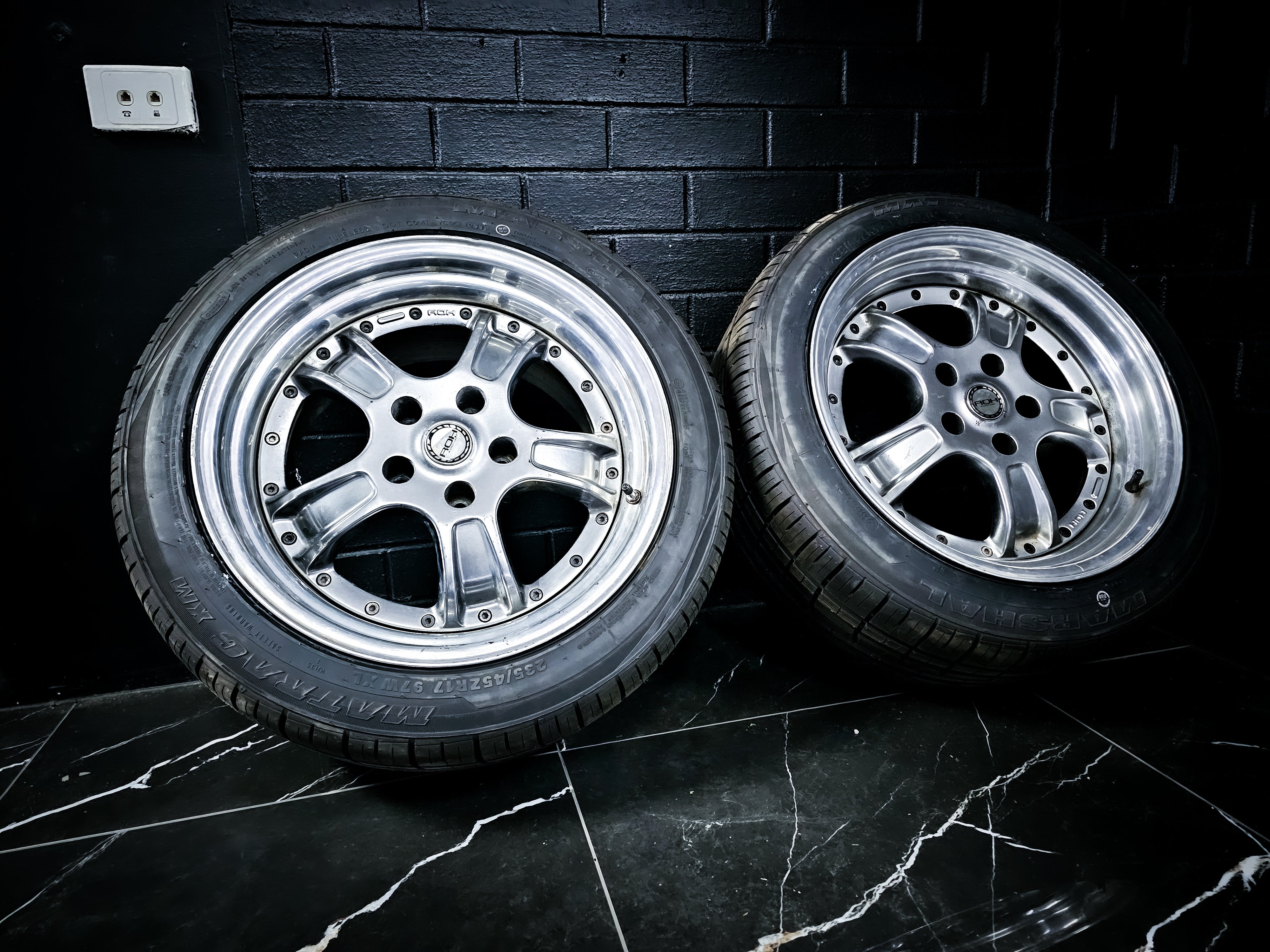 17" ROH 3 Piece Milano Polished Lipped Wheels x 2