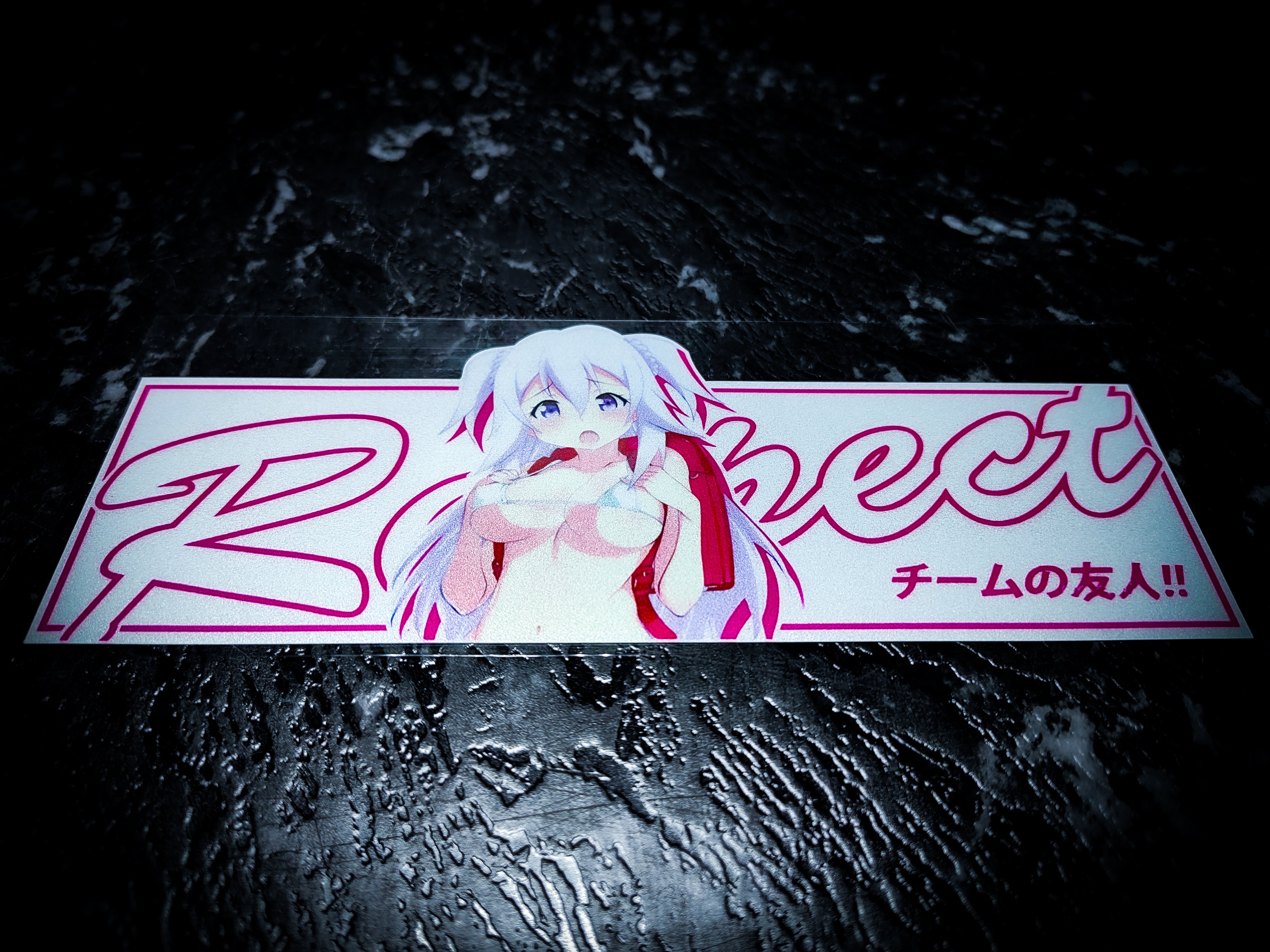 Cute Anime Respect Reflective Slap Sticker
