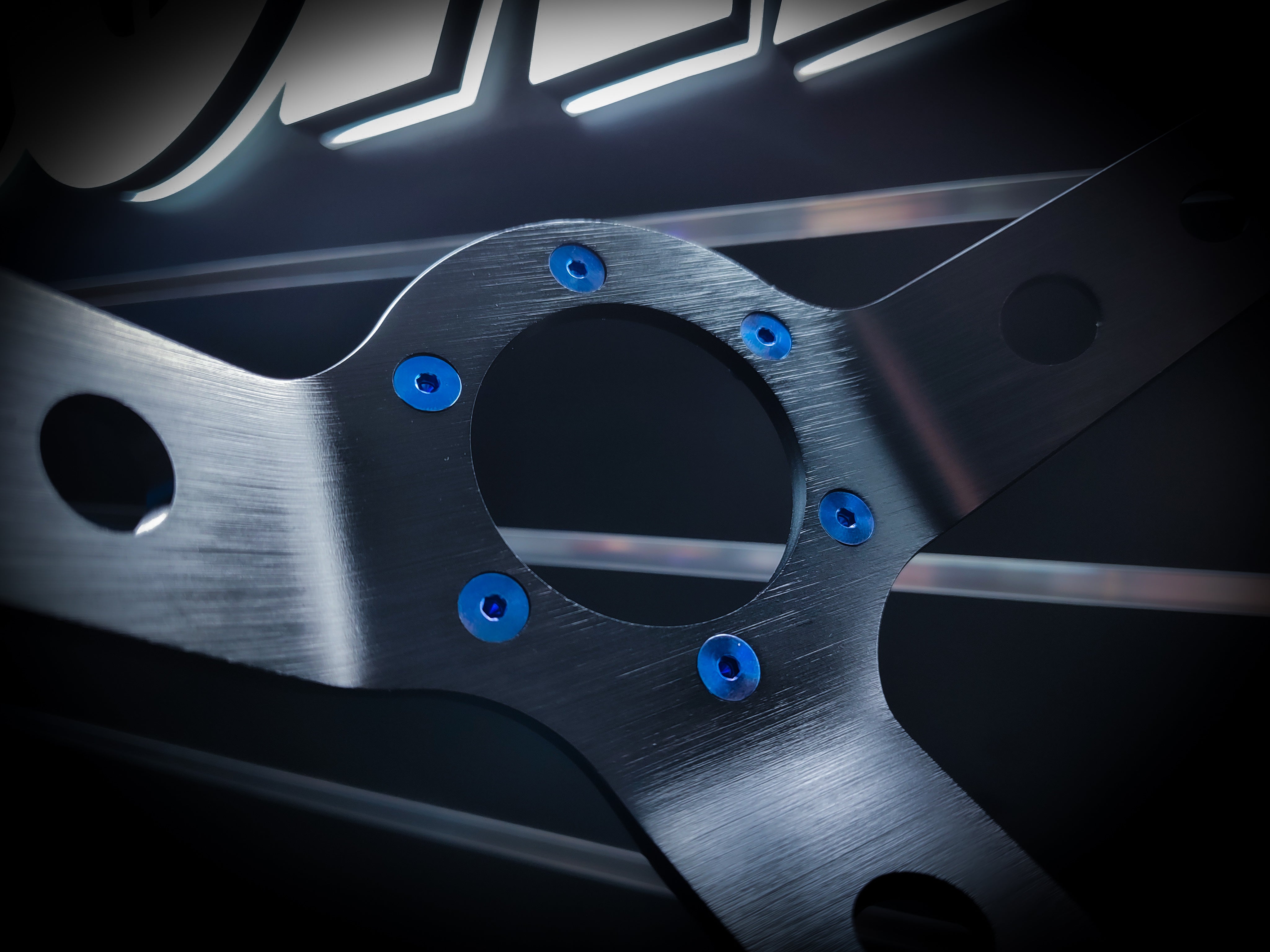 Deep Ocean Blue Grade 5 Titanium Steering Wheel Bolt Set