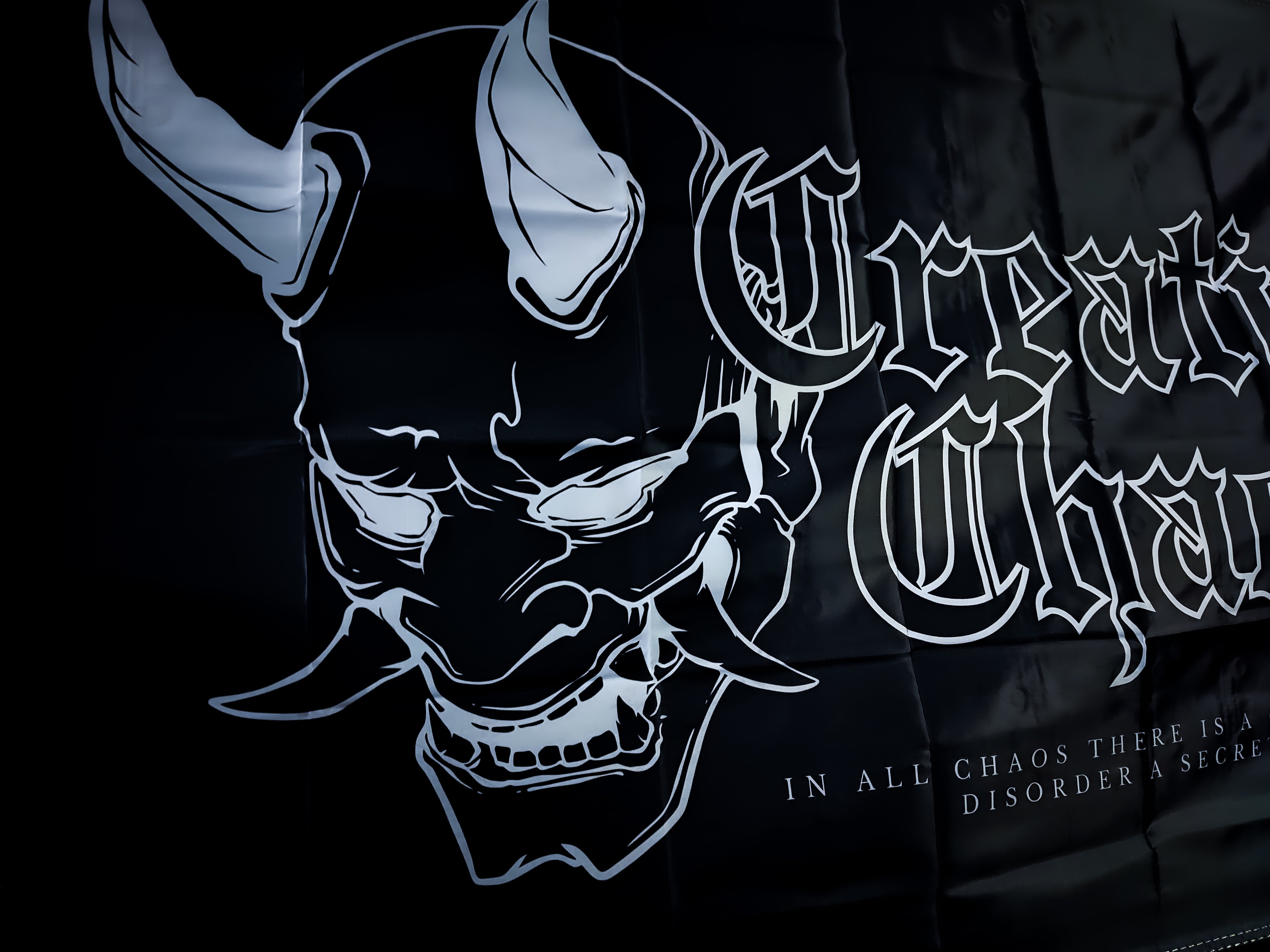 Creating Chaos "In all chaos is a cosmos, in all disorder a secret order" Workshop Banner Flag