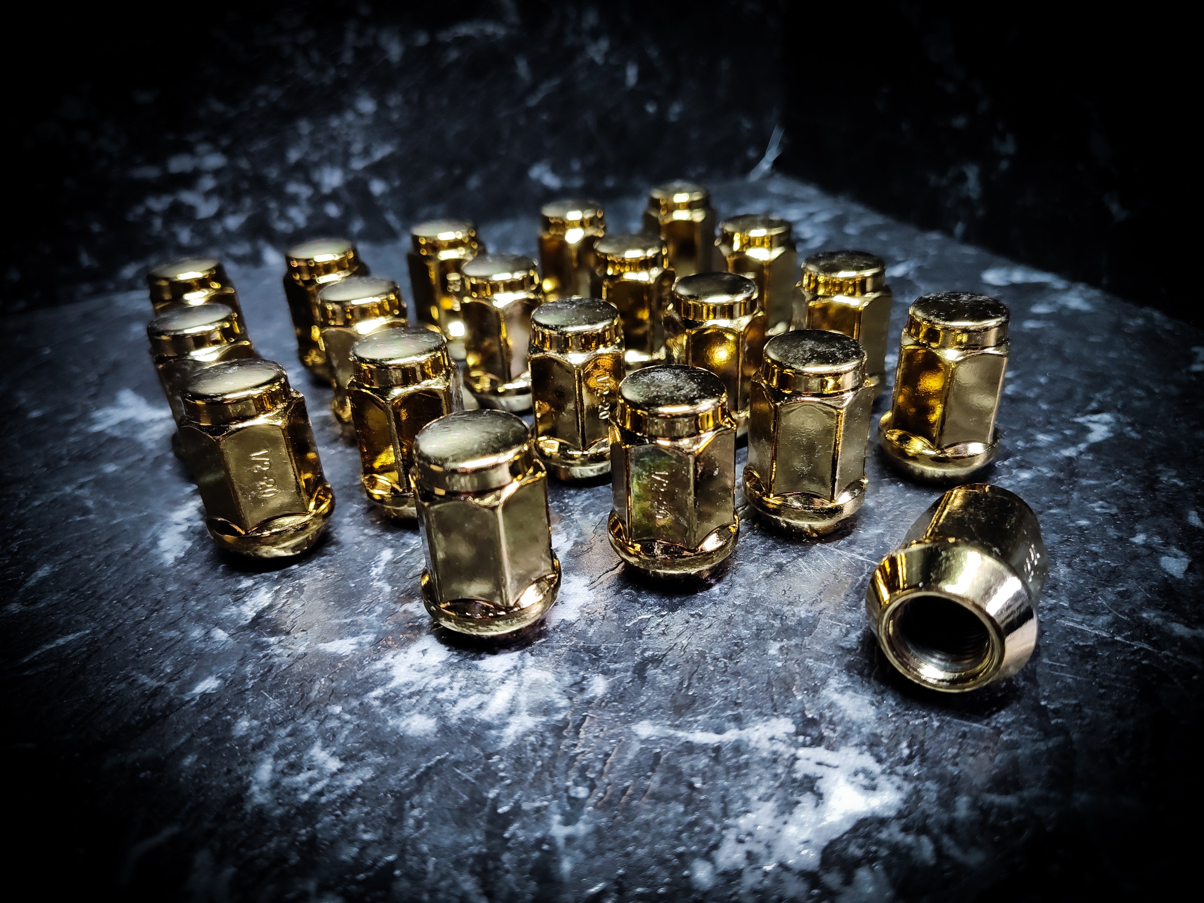 Mirror Gold 12x1/2" Pitch FORD Wheel Nuts Pack