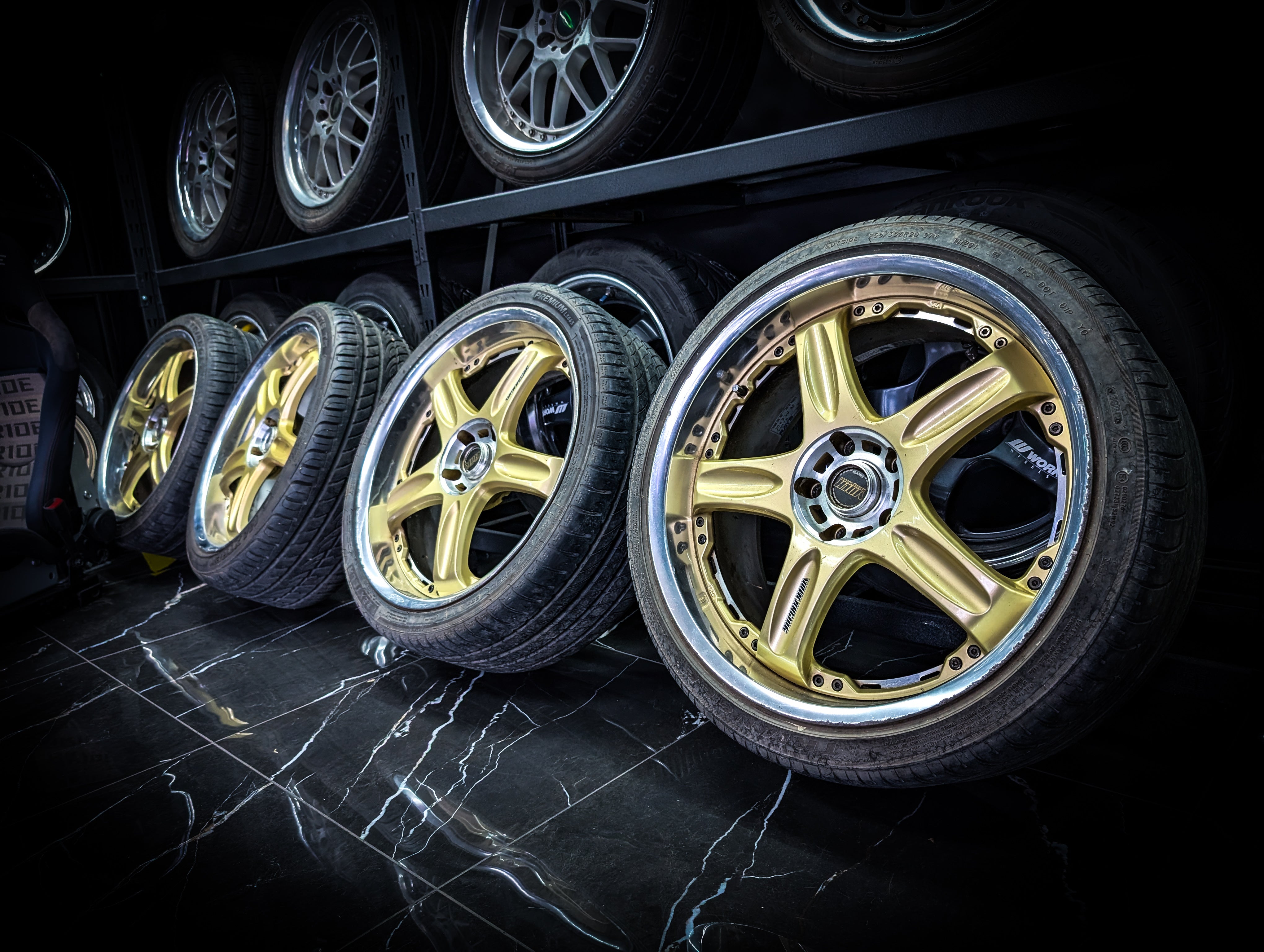 20" Volk Rays GT-C FACE I Top Secret Gold Multi Piece Split Staggared Wheels x 4