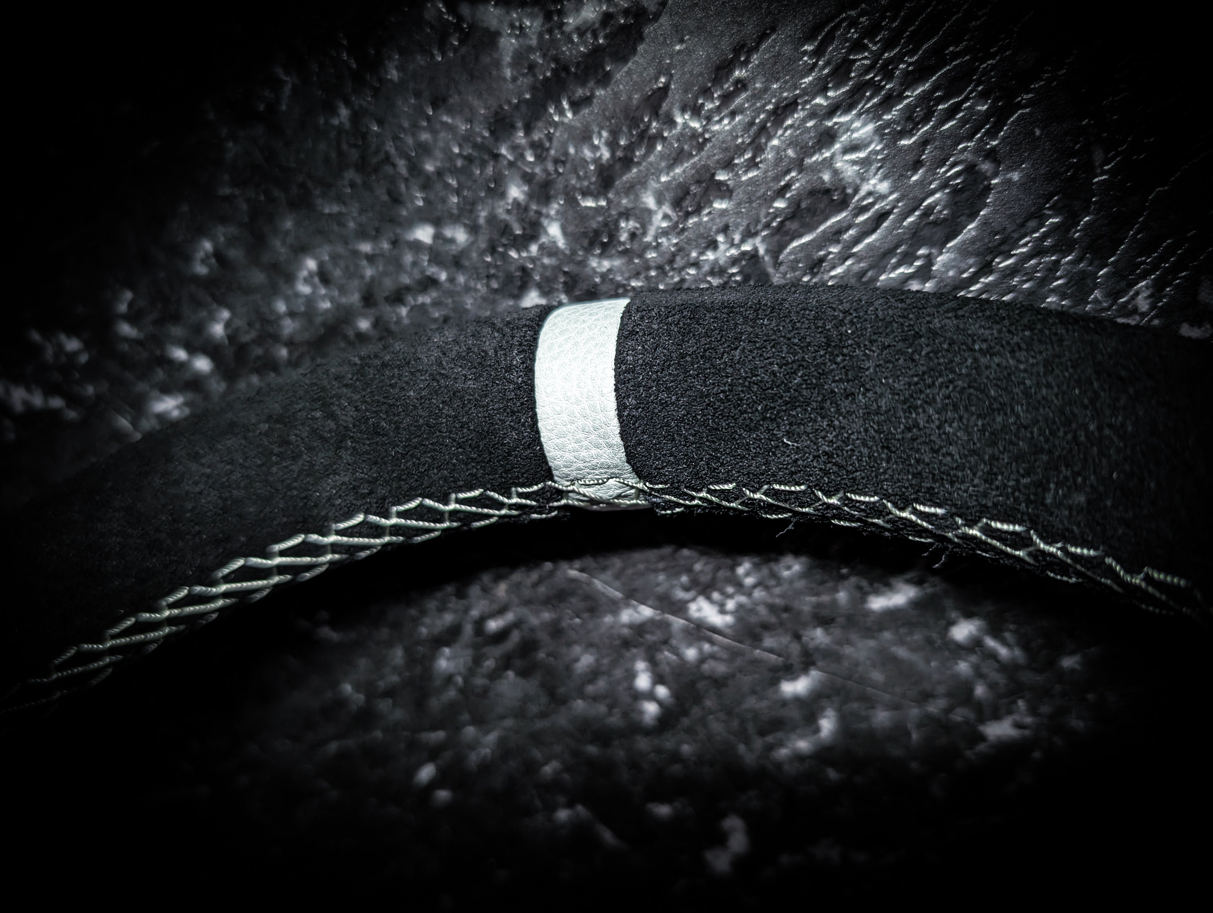 White Stitch • Black Alcantara Deep Dished 350mm Steering Wheel