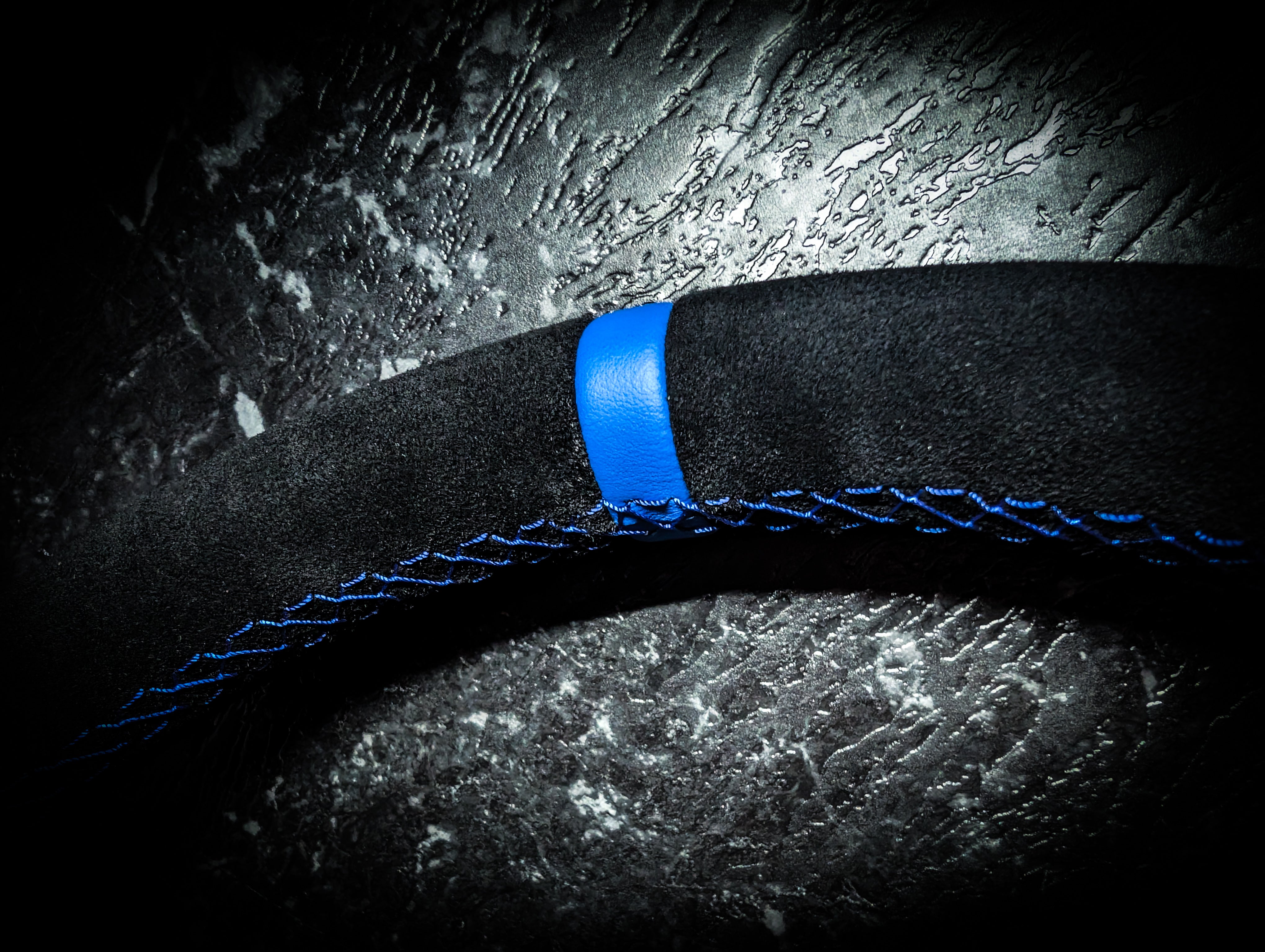 Blue Stitch • Black Alcantara Deep Dished 350mm Steering Wheel
