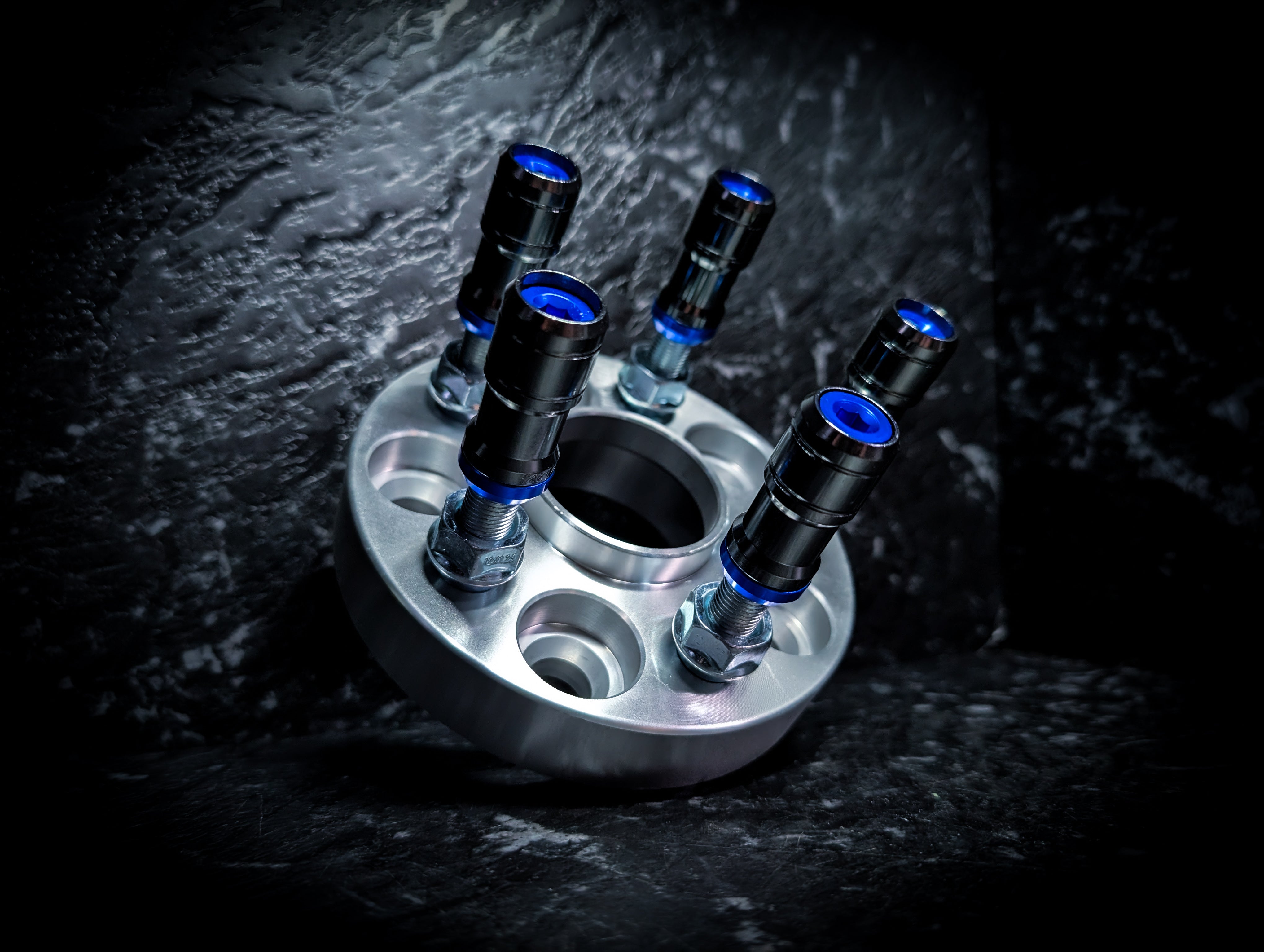 Blue Capped • Gunmetal Security Wheel Nuts
