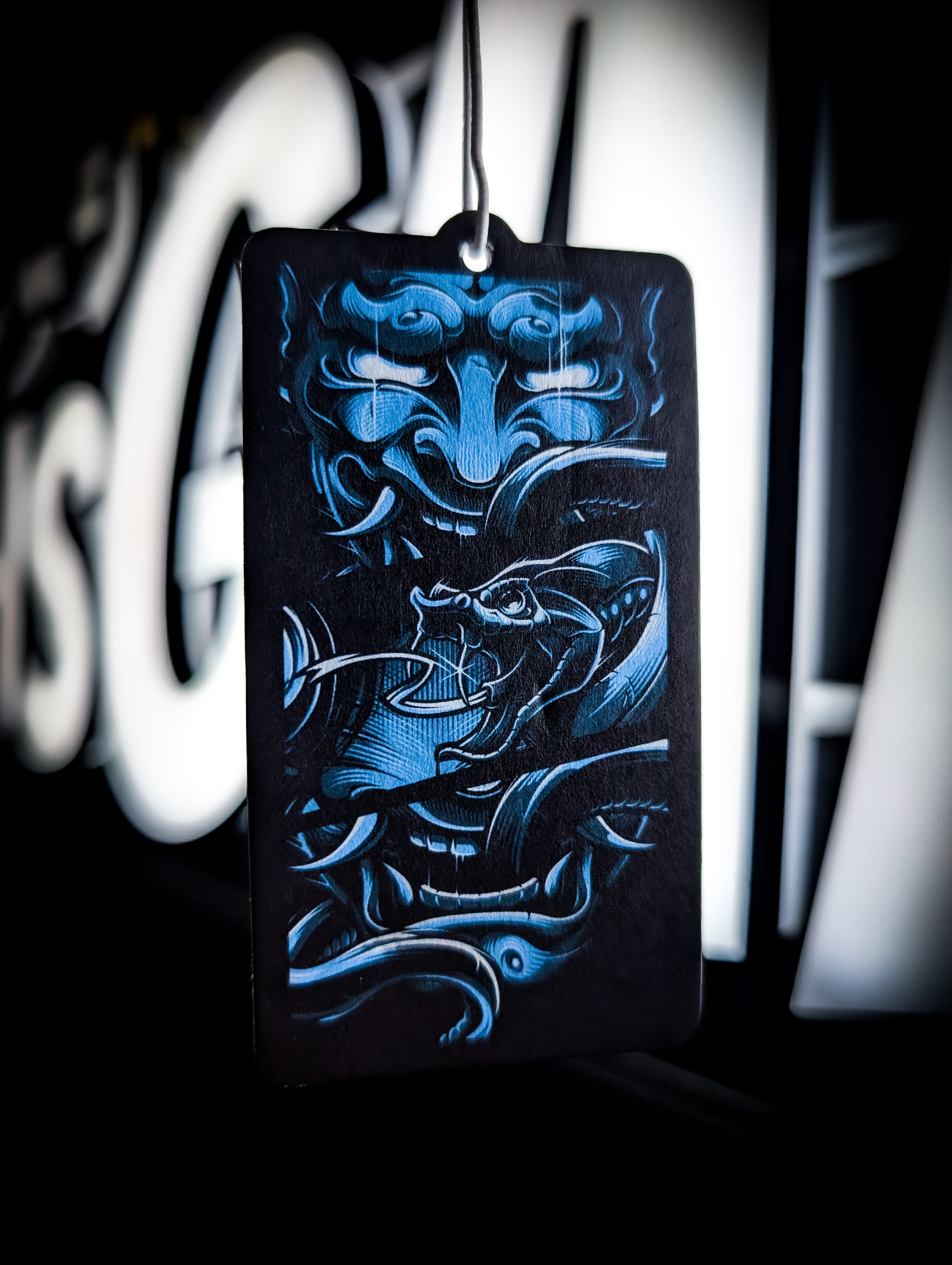 Mitch's Garage Split ONI Mask and Python Token NEW CAR Scented Premi Mitch's Garage Split ONI Mask and Python Token NEW CAR Scented Premi