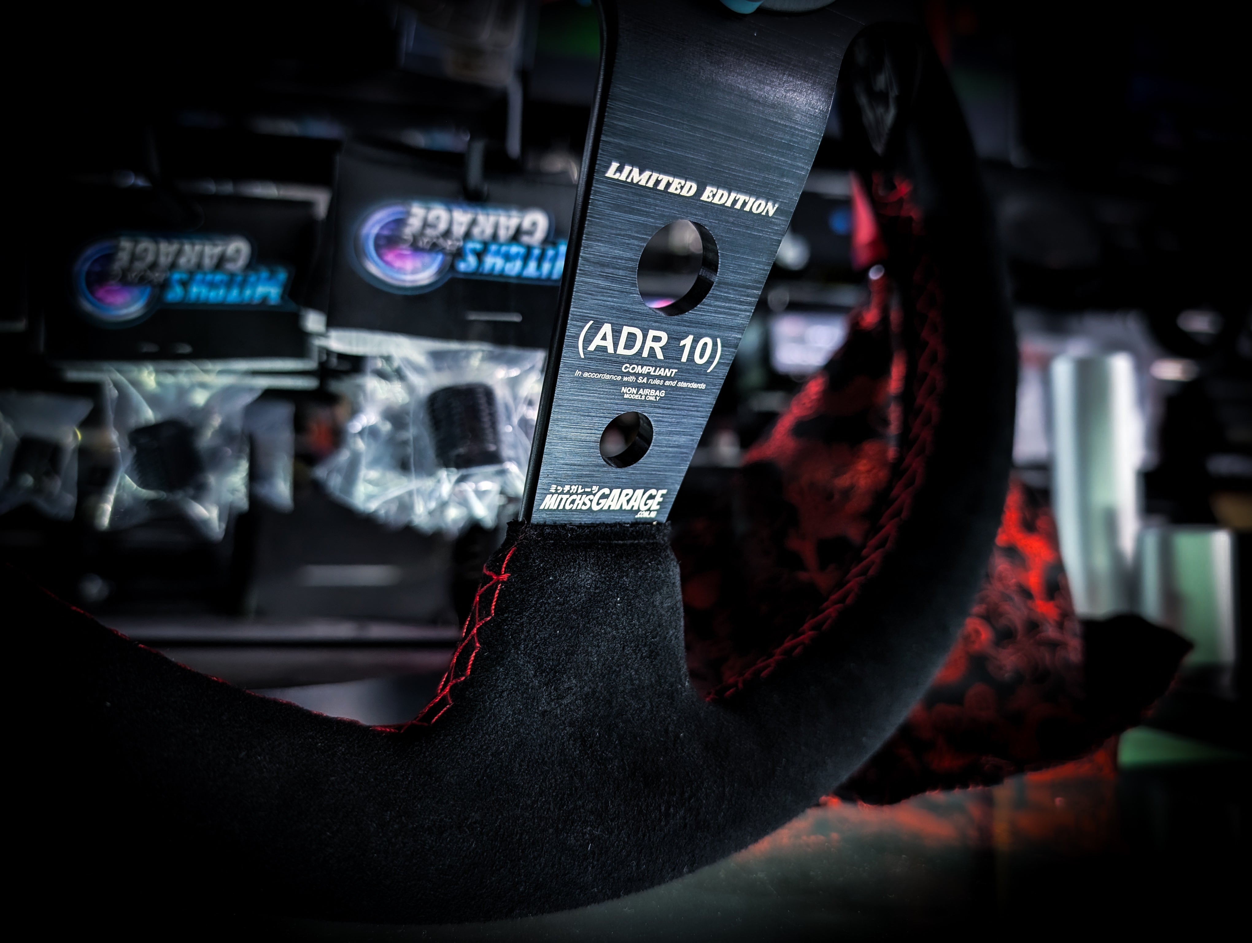 LIMITED EDITION "Don't let your demons drive you" Deep Dished Suade/Alcantara Red Stitch Steering Wheel