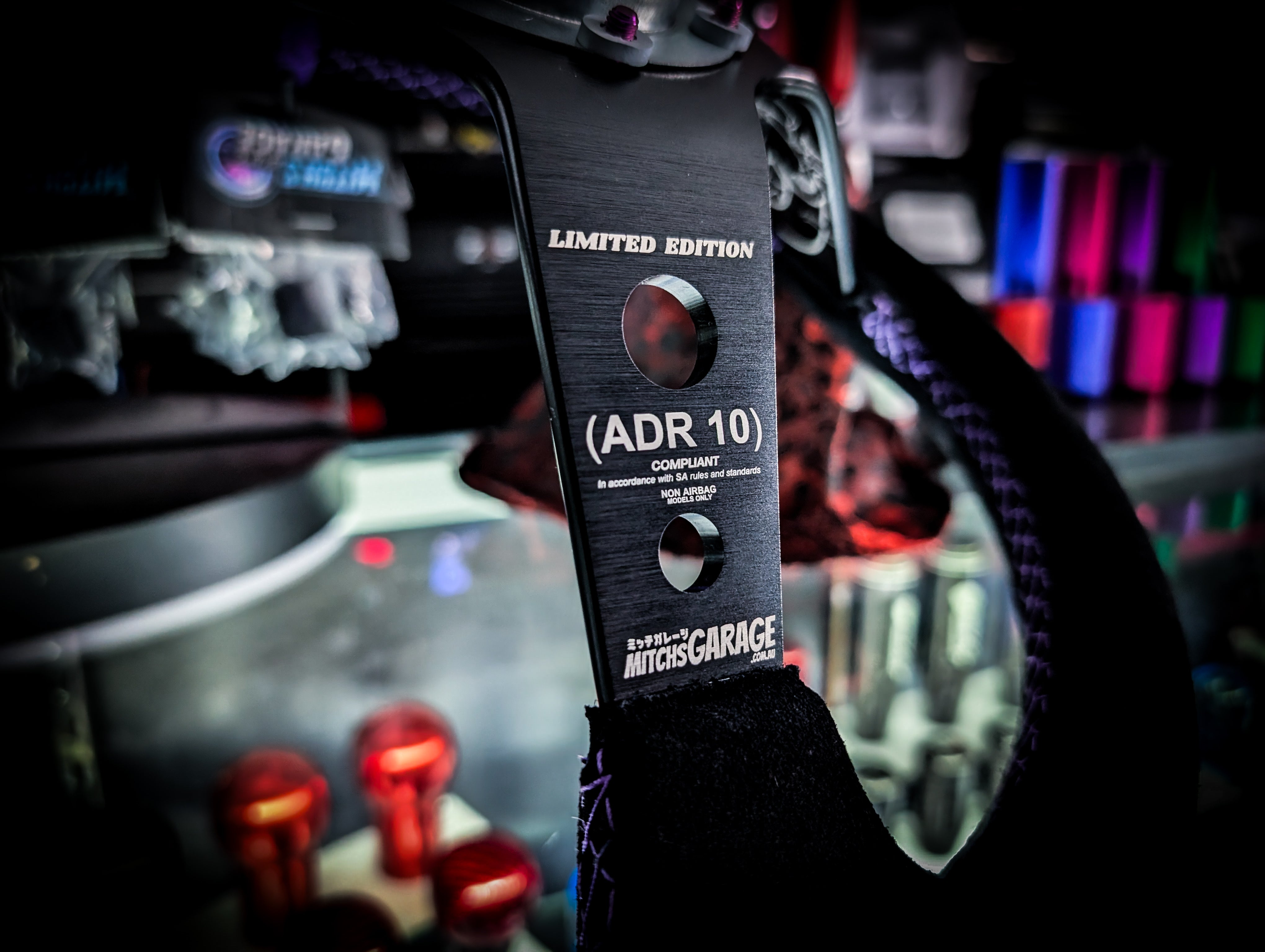 LIMITED EDITION "Don't let your demons drive you" Deep Dished Suade/Alcantara Purple Stitch Steering Wheel