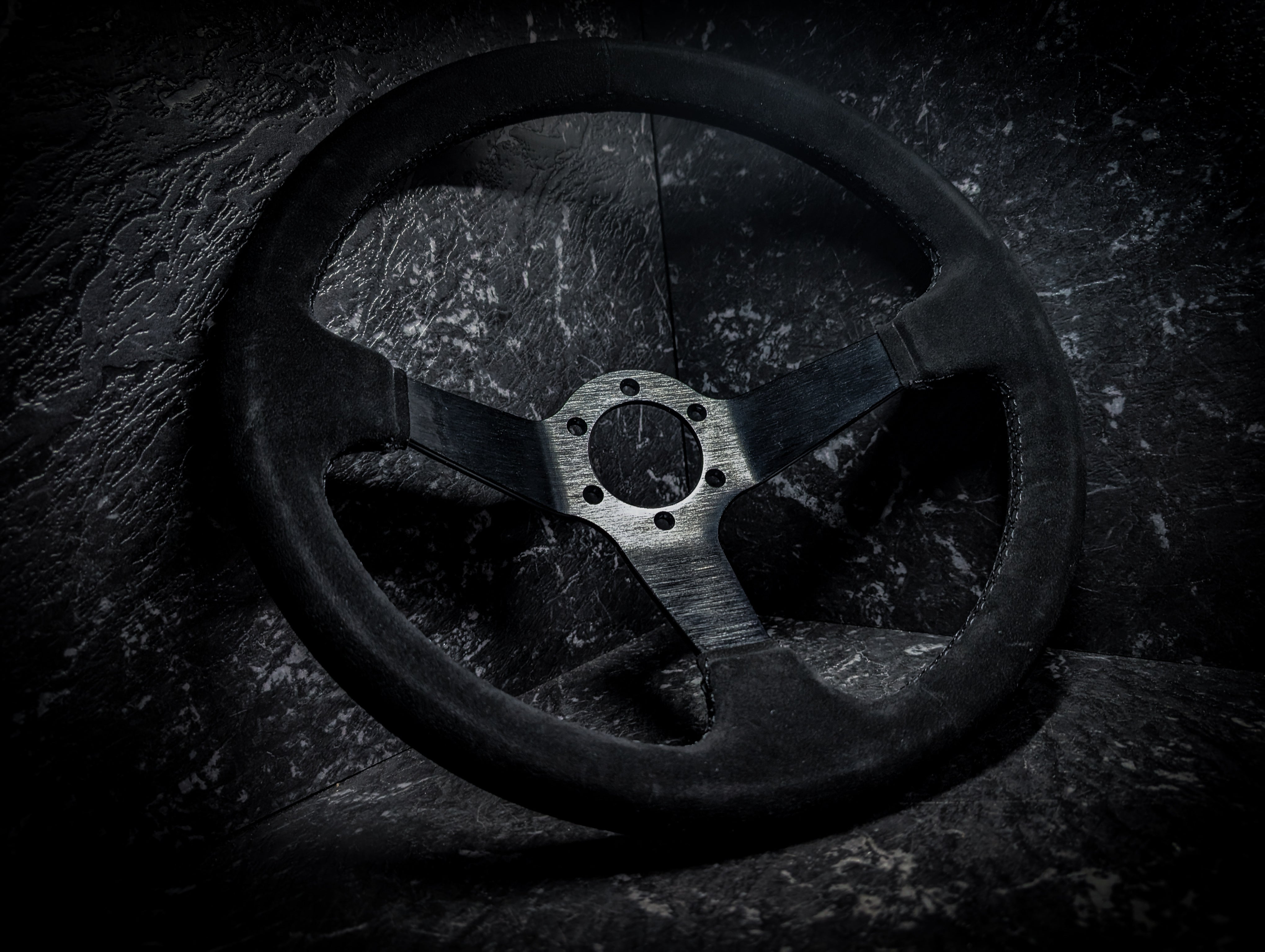 Triple Black Deep Dished Alcantara/Suade Steering Wheel