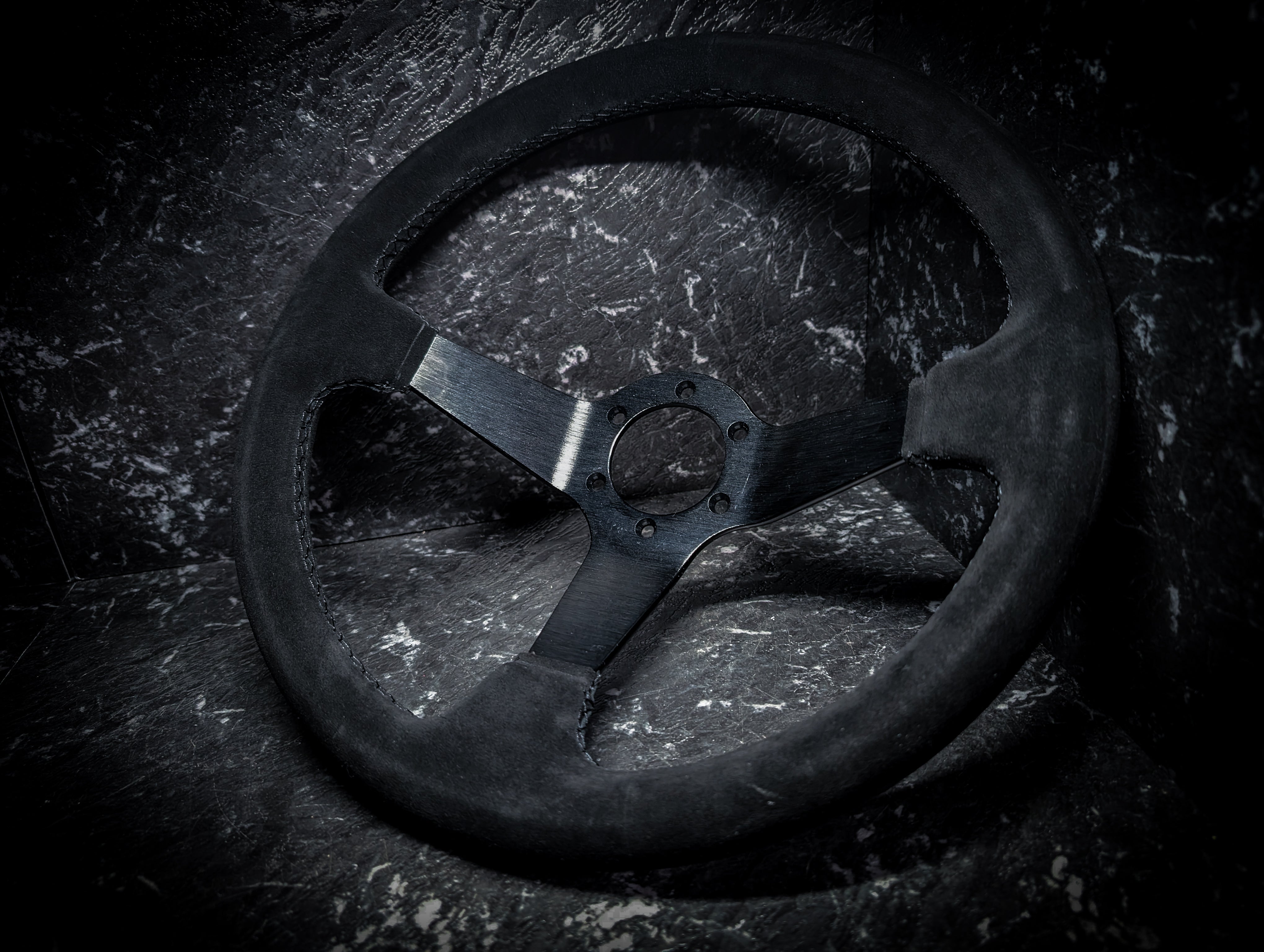 Triple Black Deep Dished Alcantara/Suade Steering Wheel