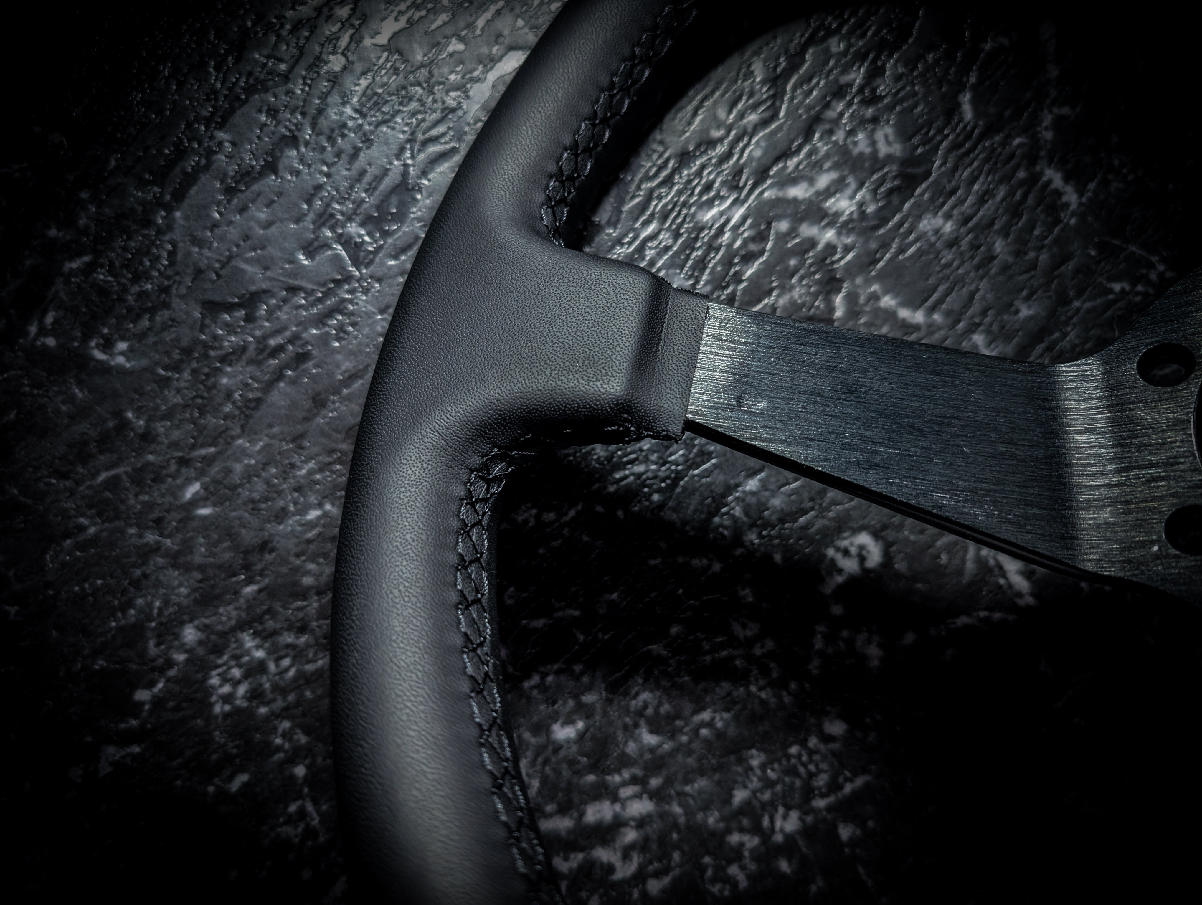 Triple Black Deep Dished Leather Steering Wheel