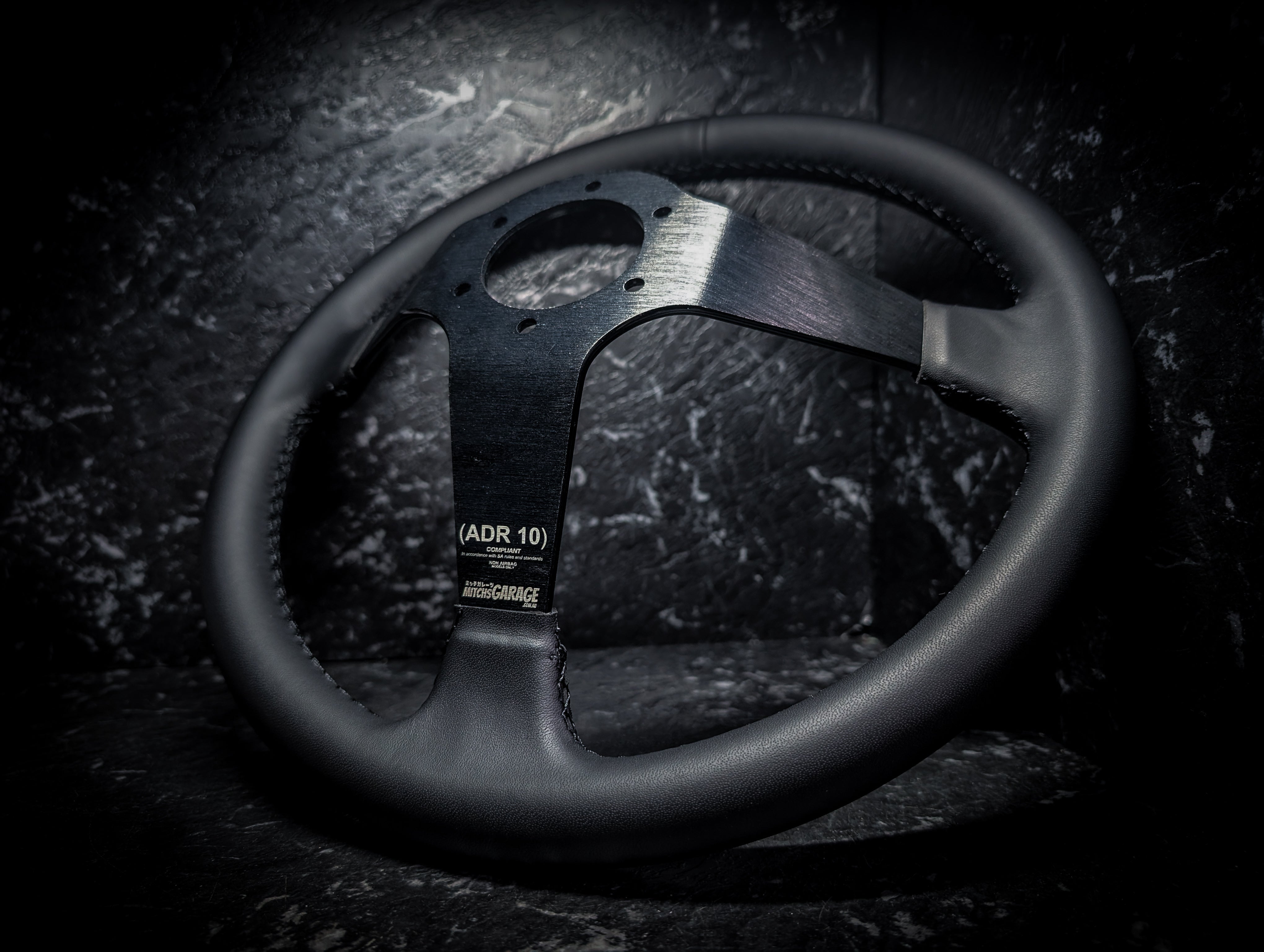 Triple Black Deep Dished Leather Steering Wheel