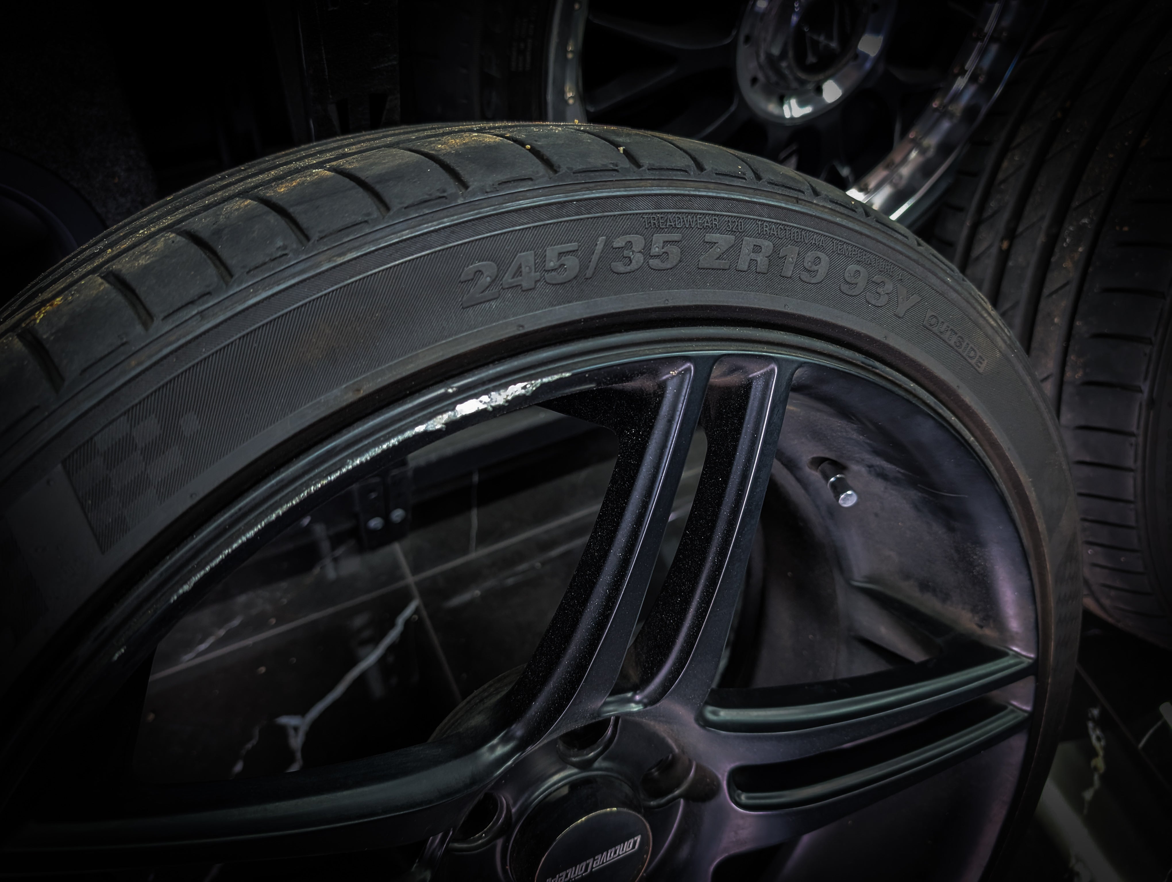 19" Satin Black Concept Concave Staggered Wheels x 4