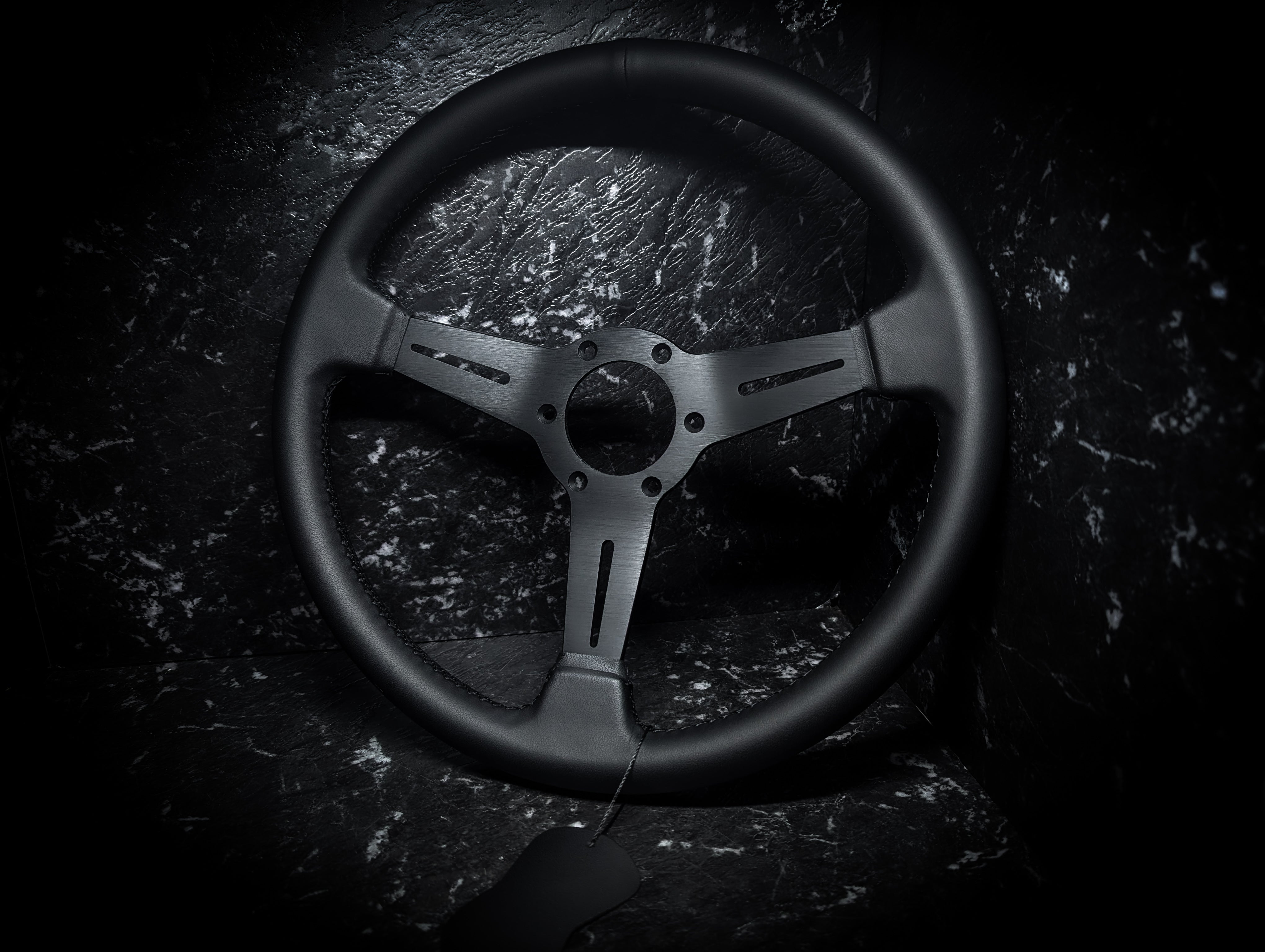 Triple Black Leather Standard Steering Wheel