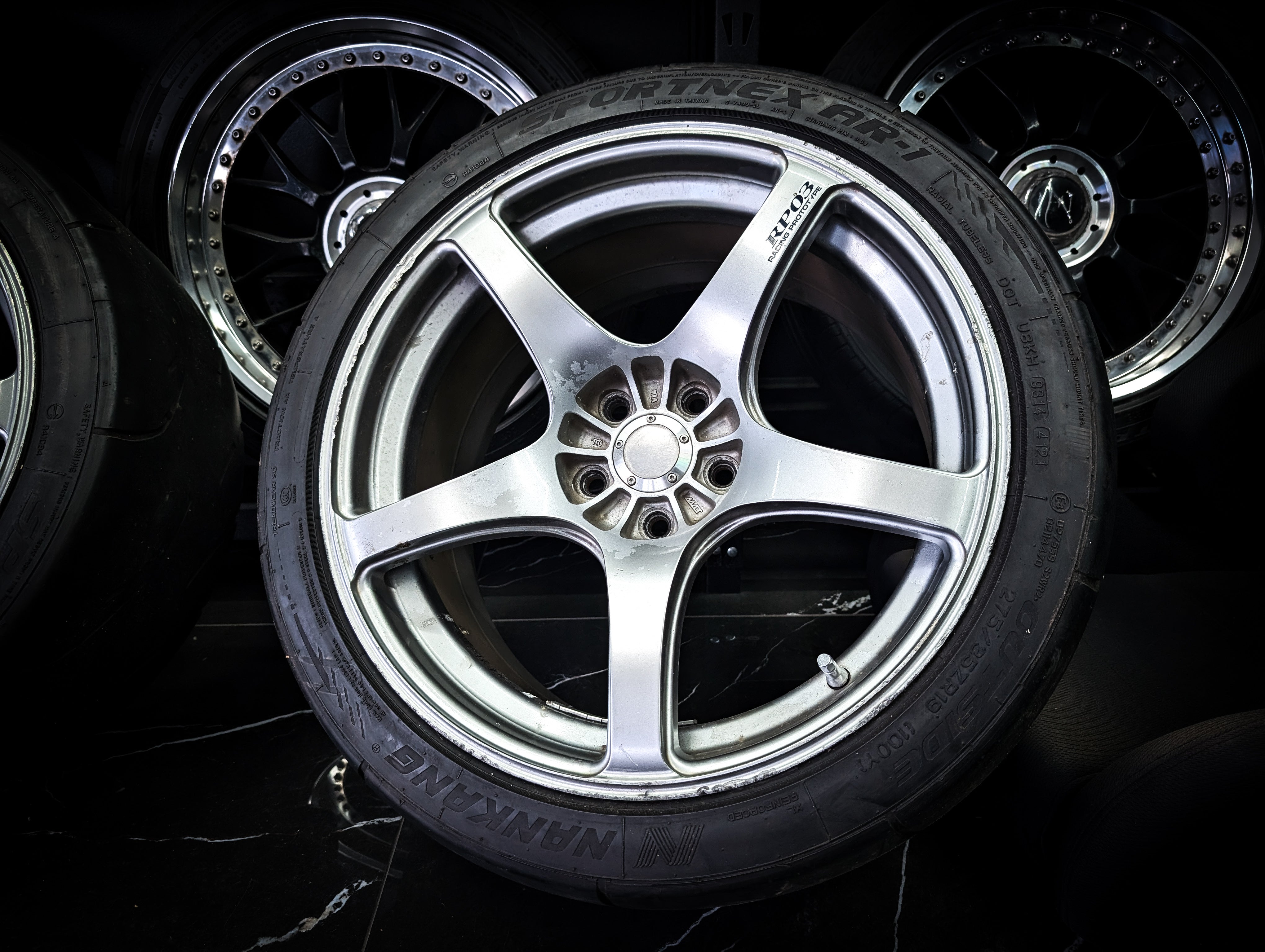 19" ENKEI RP03 Silver Staggared Wheels x 4