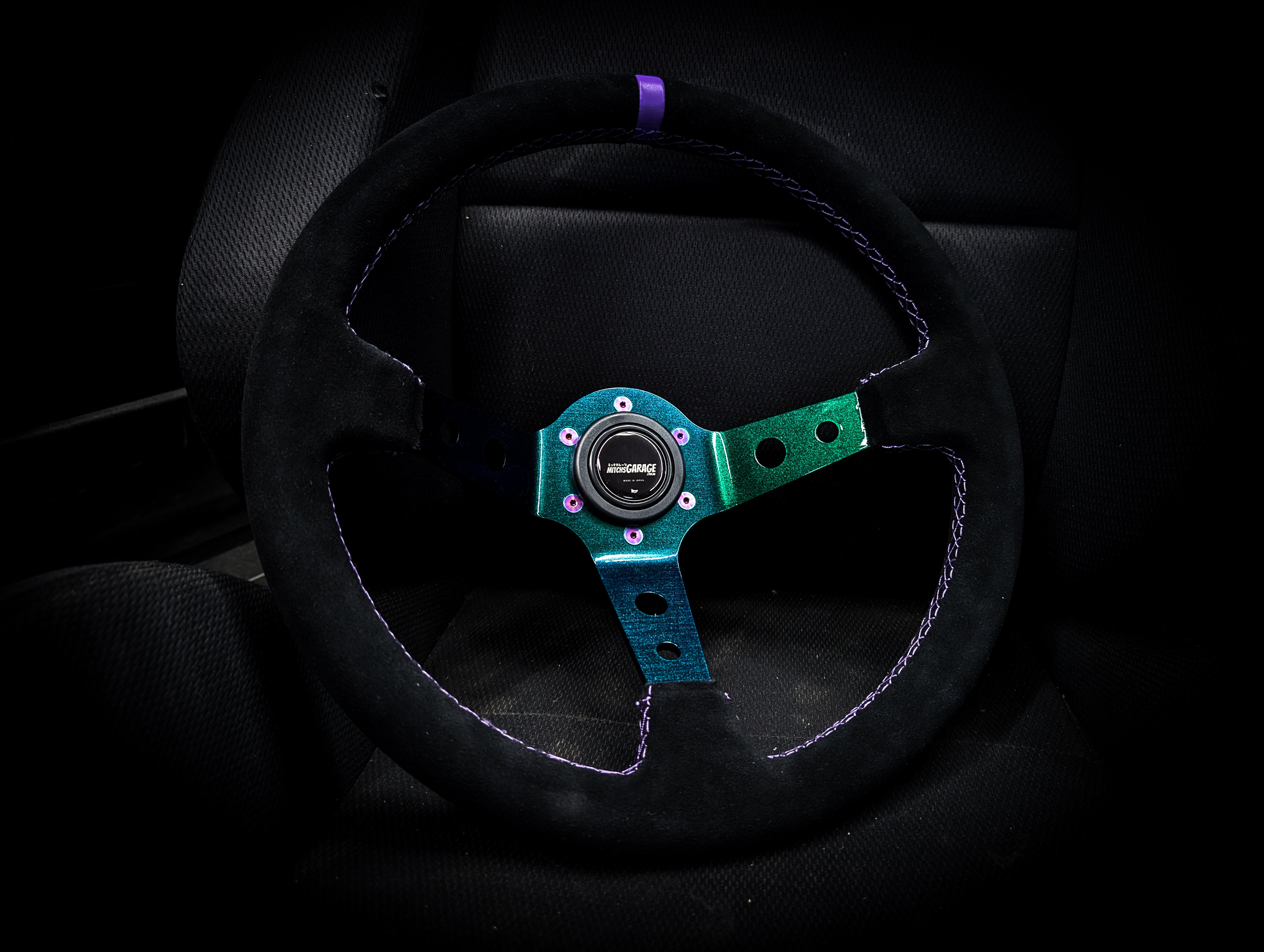 LIMITED Colour Shift Centre - Purple Stitched• Black Alcantara Deep Dished 350mm Steering Wheel