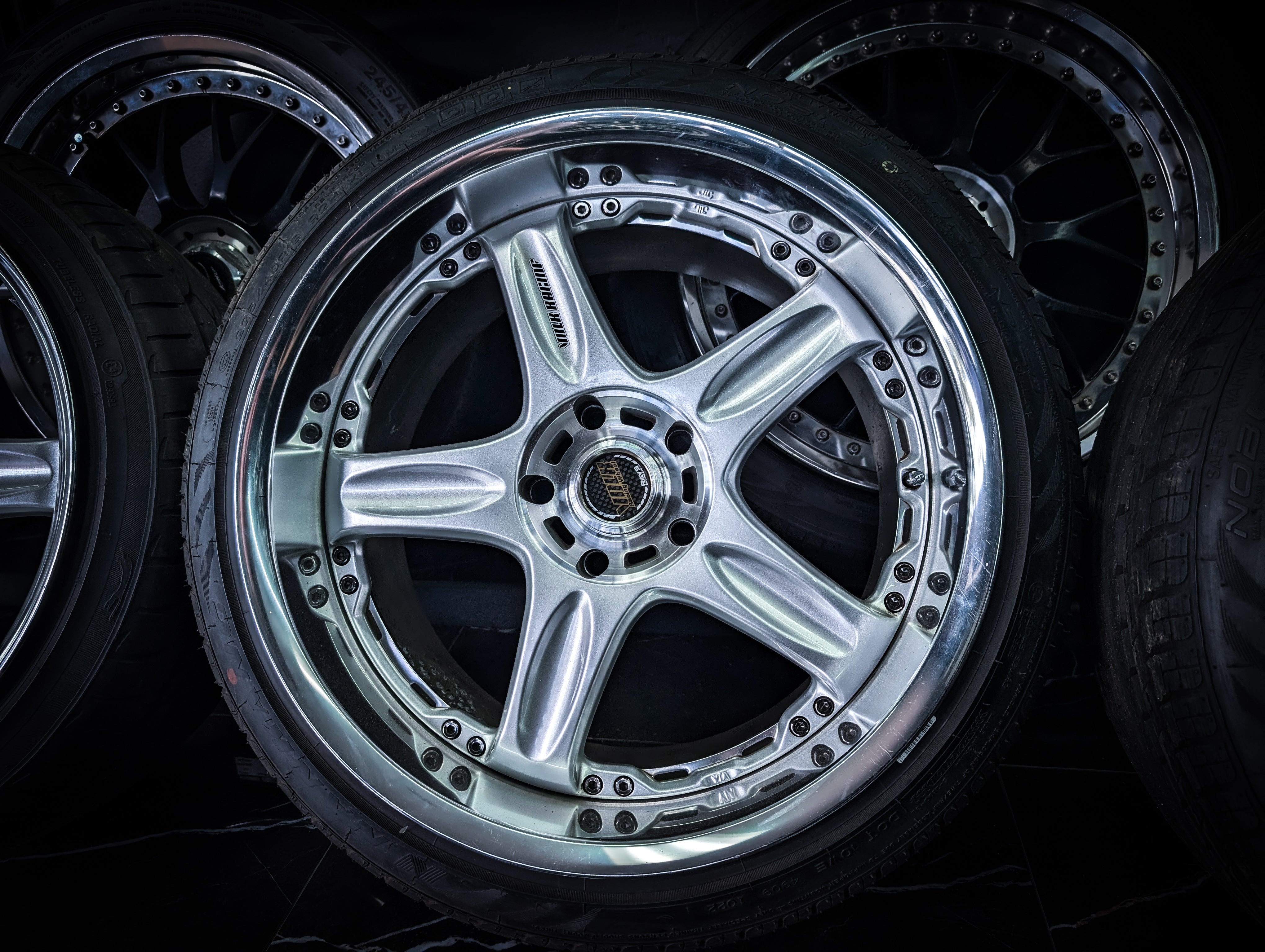 18" VOLK RAYS GTC Face 1 High Bright Silver 2 Piece Wheels x 4
