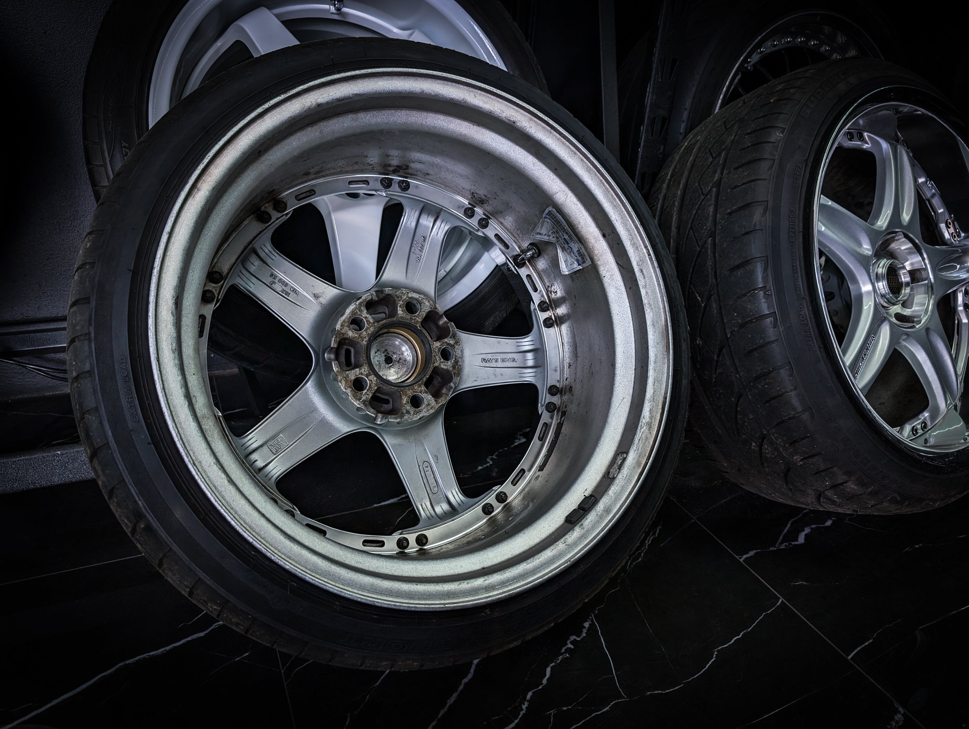 18" VOLK RAYS GTC Face 1 High Bright Silver 2 Piece Wheels x 4