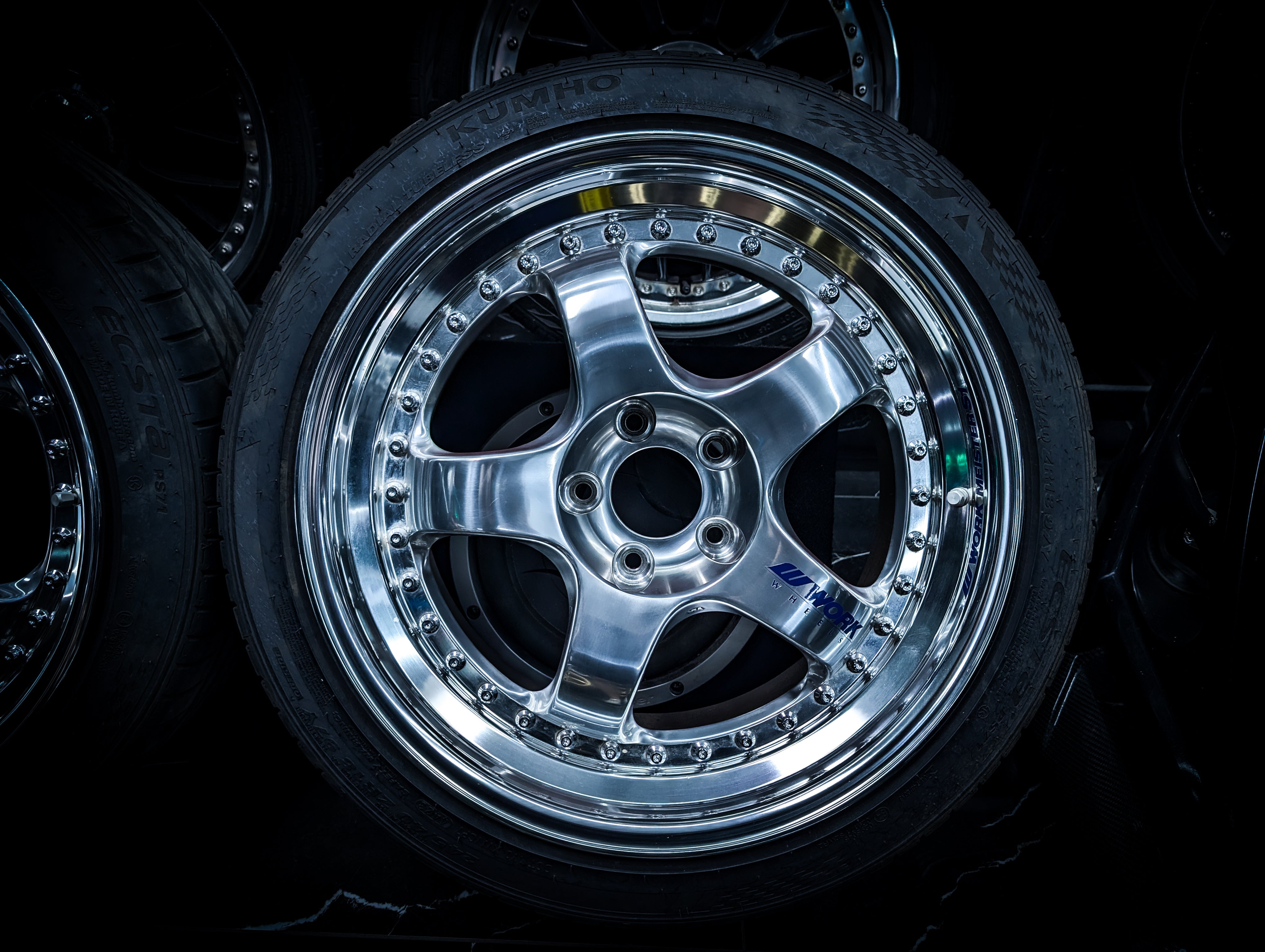 18" WORK Meister Polished Face S1 3P - 3 PIECE Gunmetal Metallic Staggared Wheels x 4