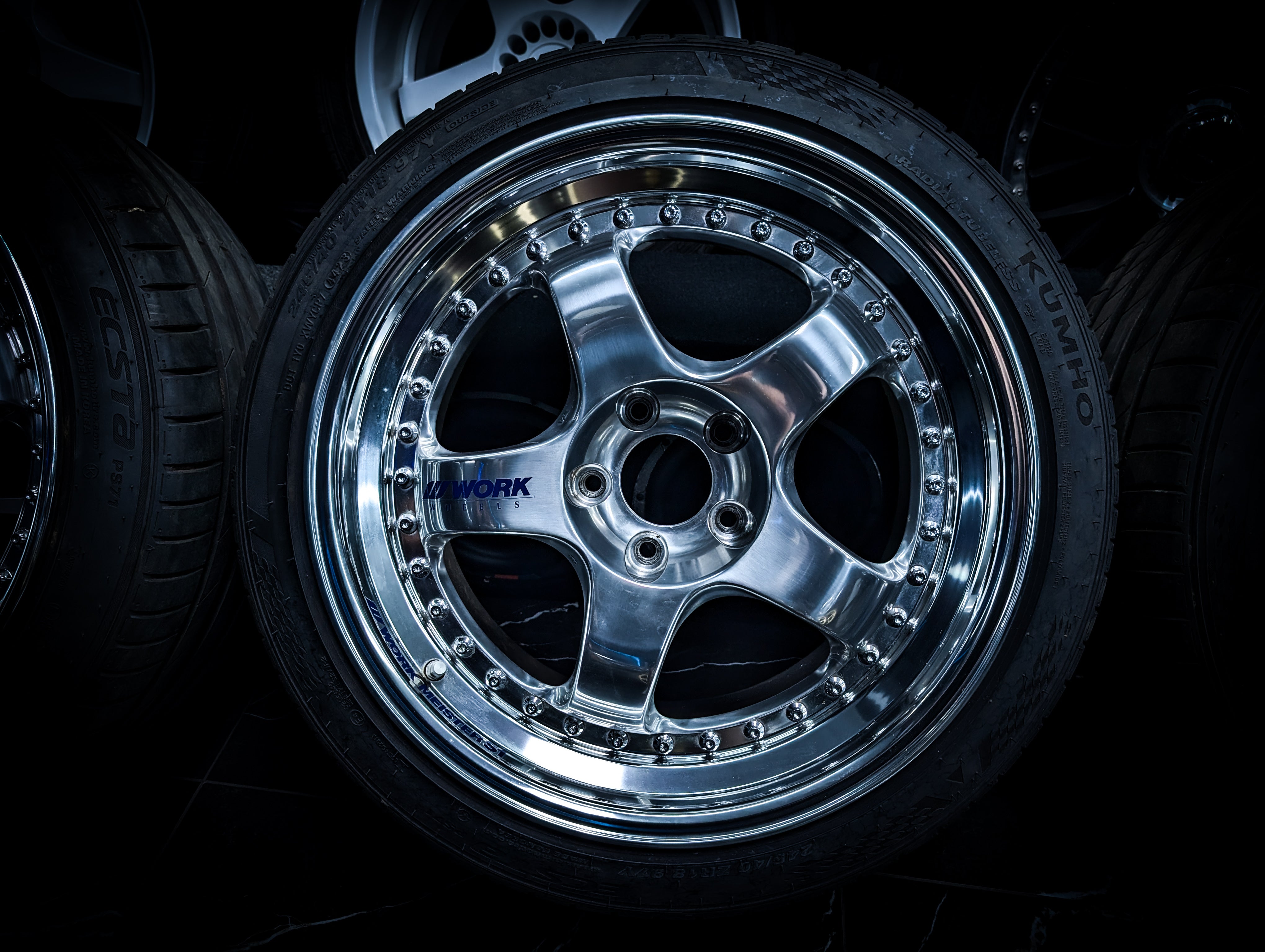 18" WORK Meister Polished Face S1 3P - 3 PIECE Gunmetal Metallic Staggared Wheels x 4