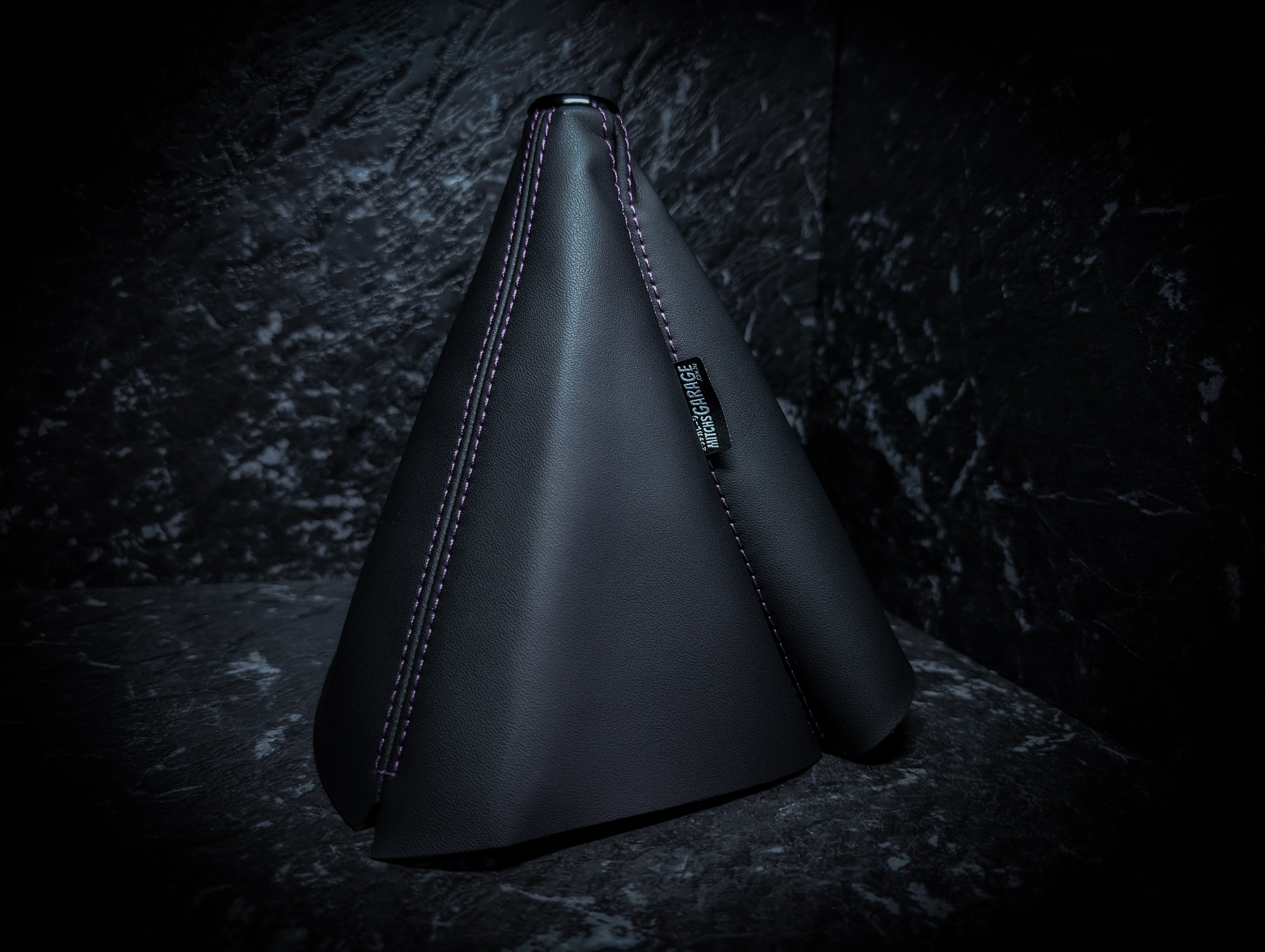 Purple Stitch | Black Leather Manual Gear Boot