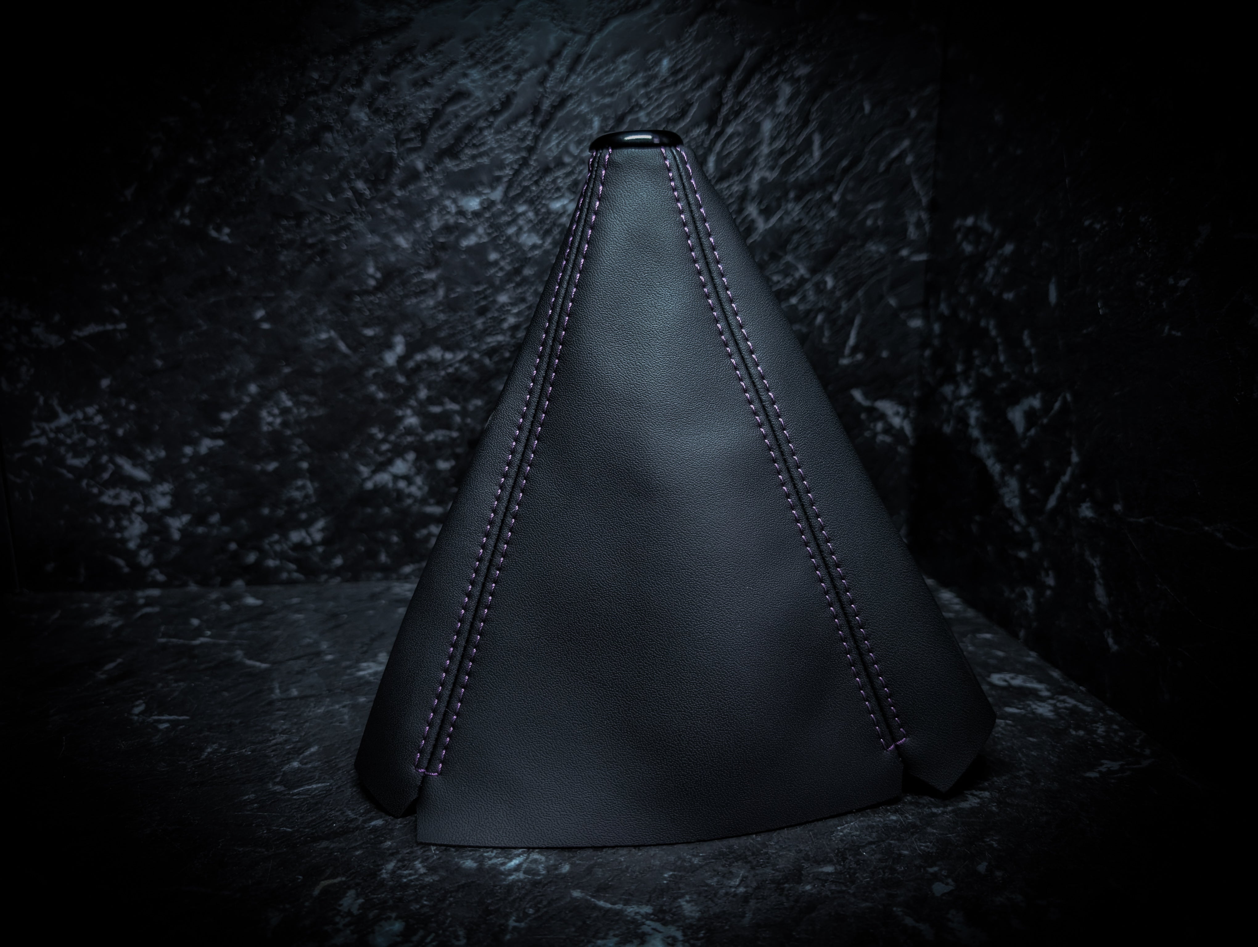 Purple Stitch | Black Leather Manual Gear Boot