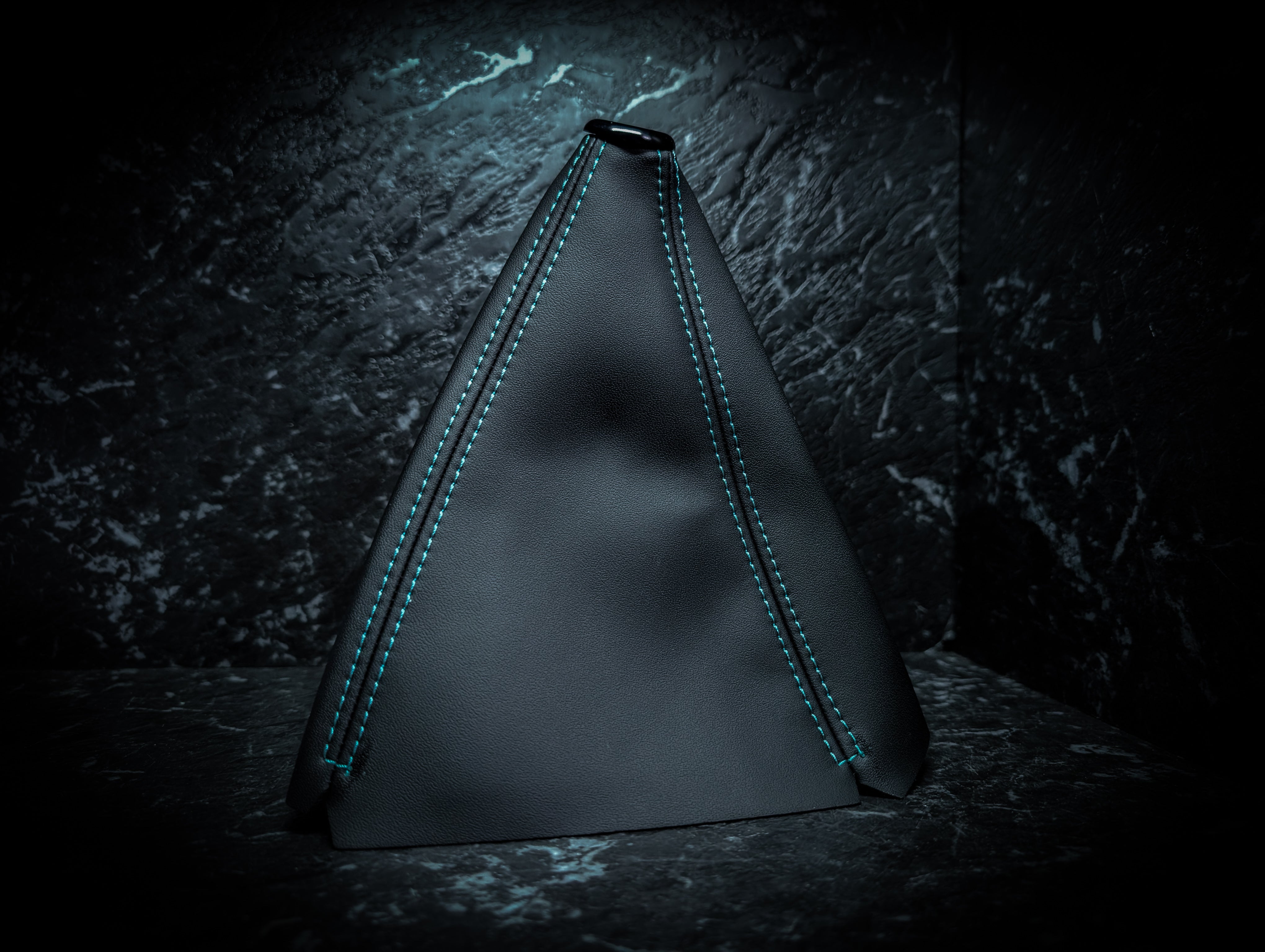 Turquoise Blue Stitch | Black Leather Manual Gear Boot