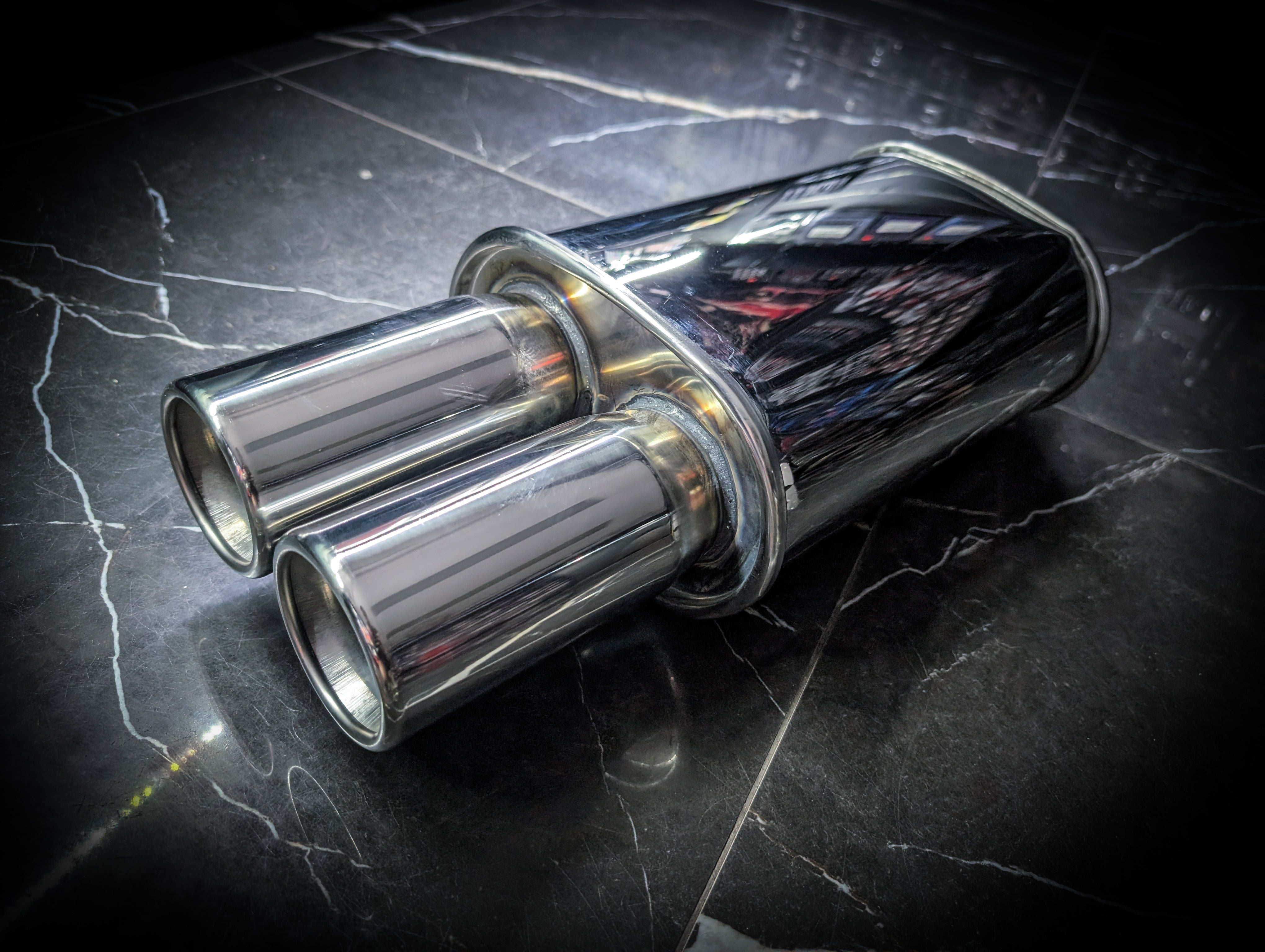 Dual 3" Rounded Tip Stainless Muffler