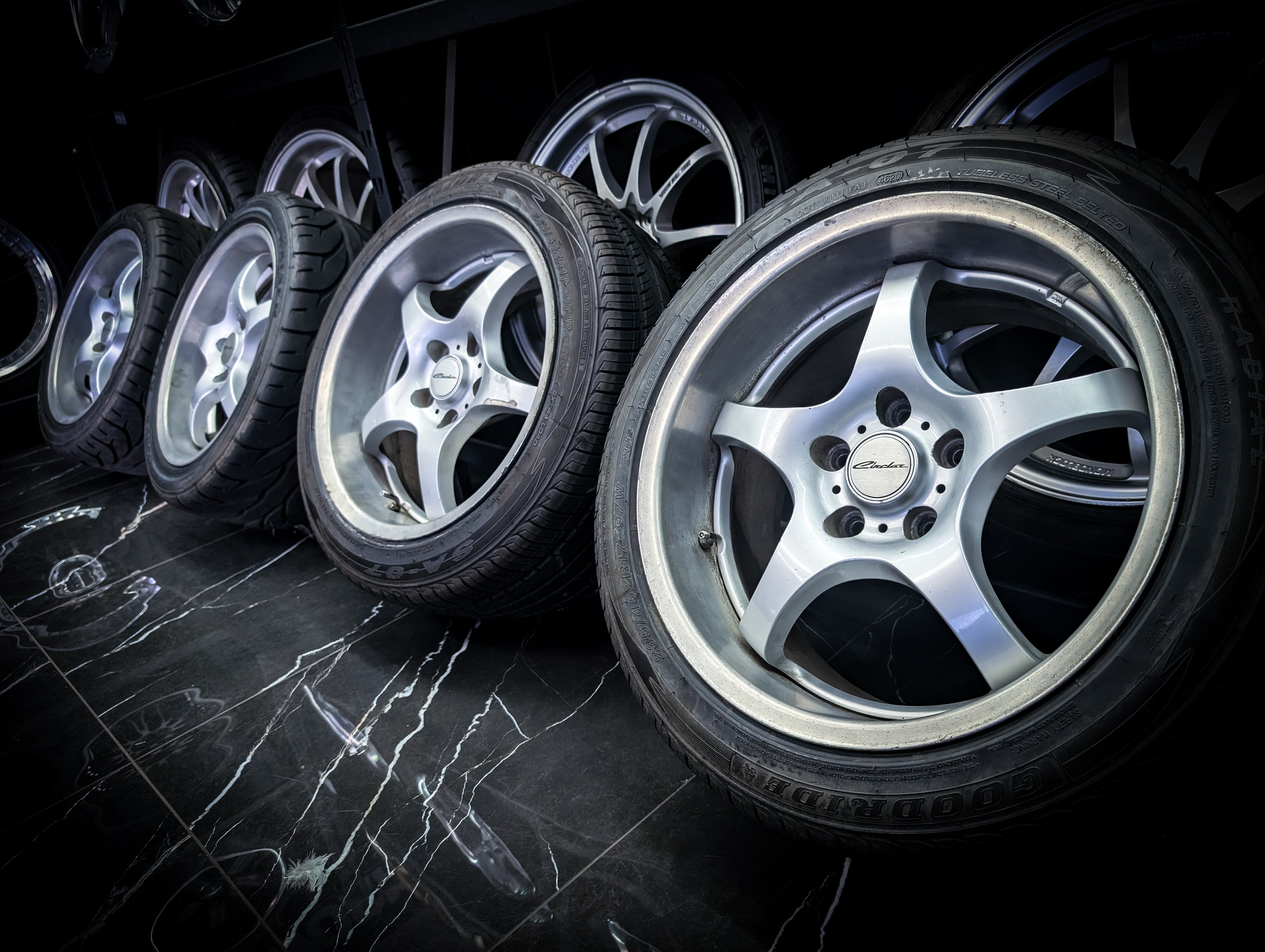 17" ENKEI Deep Dish Circular GTA Staggered Wheels x 4