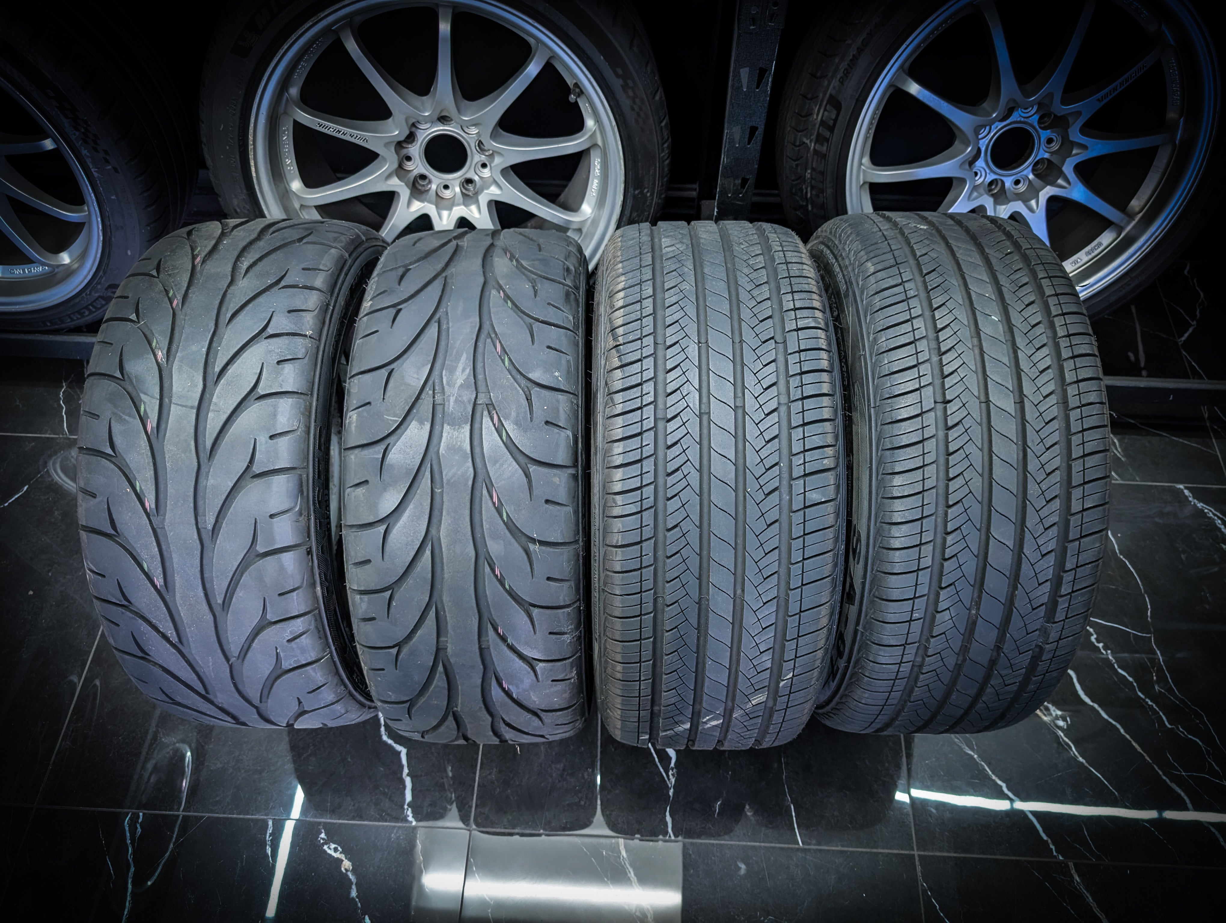 17" ENKEI Deep Dish Circular GTA Staggered Wheels x 4