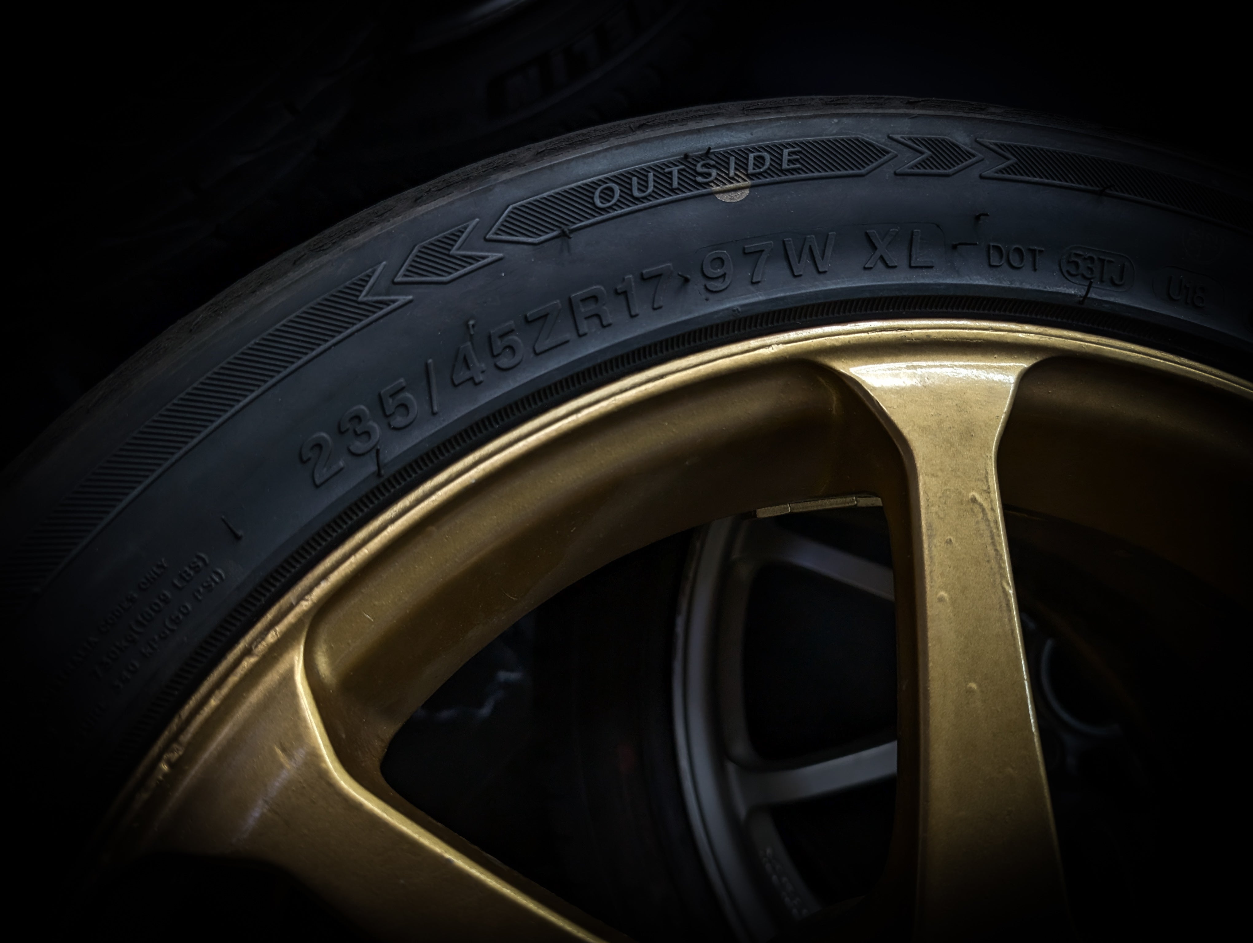 17" YOKOHAMA ADVAN AVS MODEL 7 Gold Staggared Wheels x 4