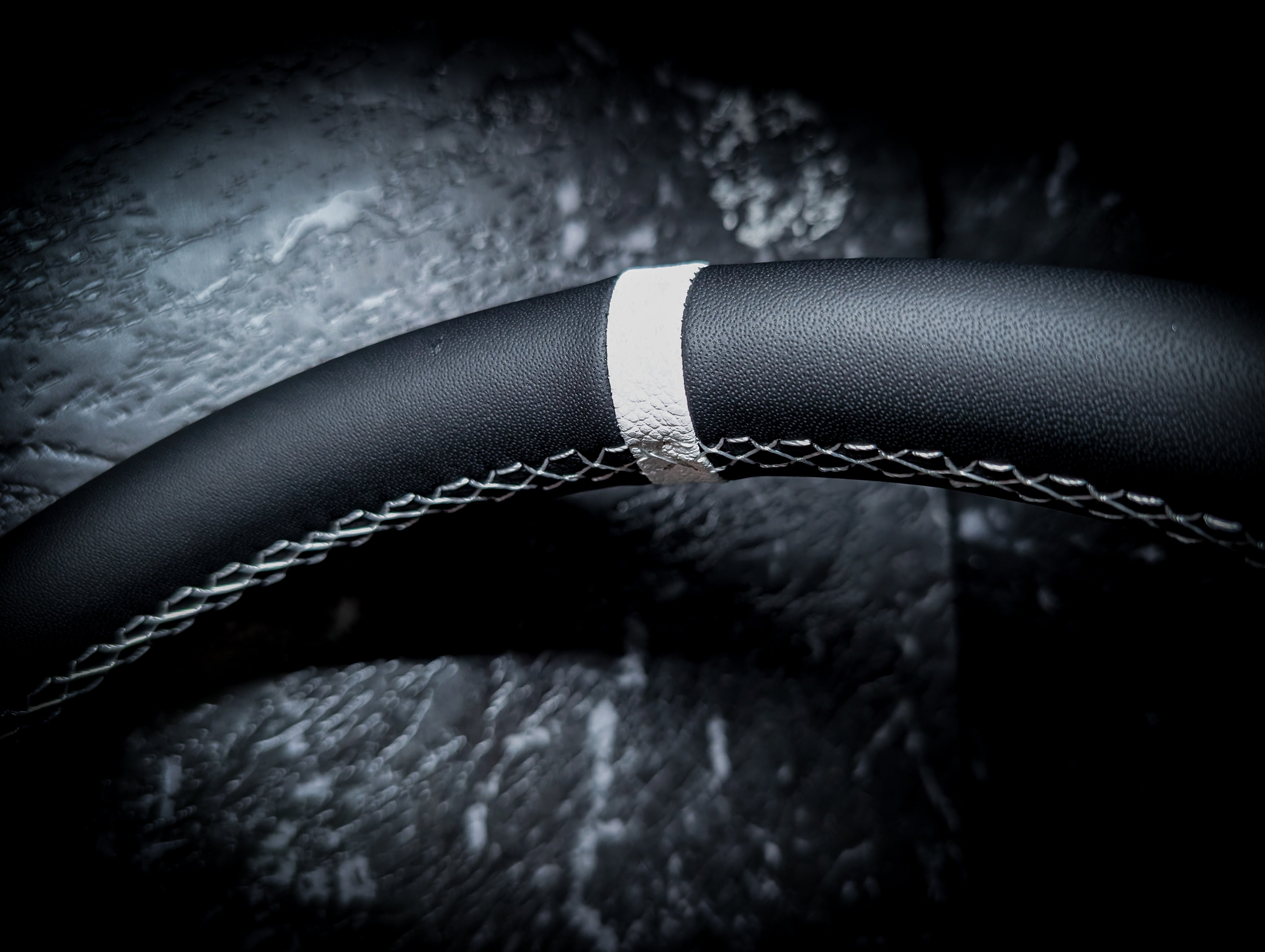 White Stitch • Deep Dished Leather Steering Wheel