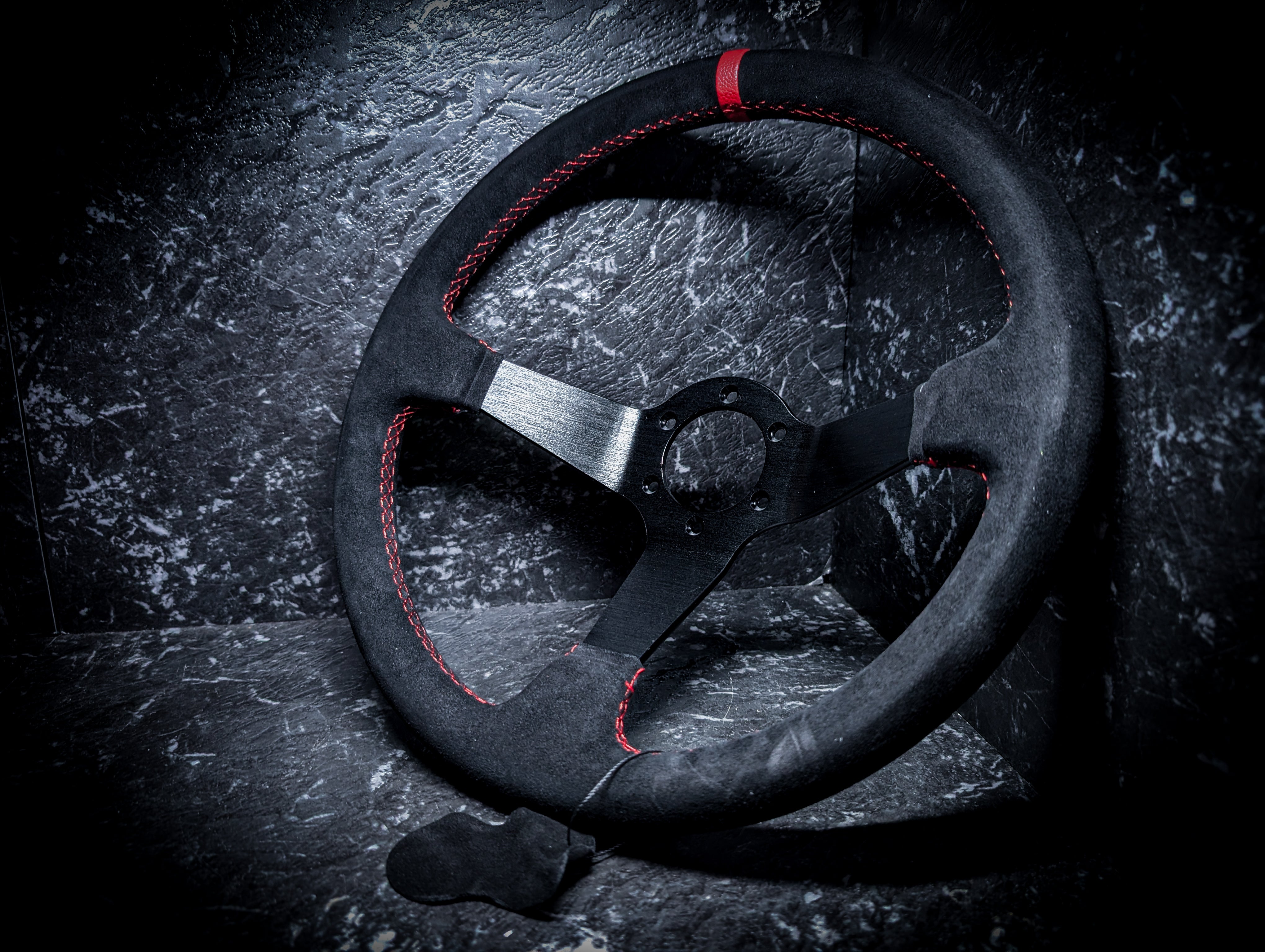 Red Stitch • Deep Dished Alcantara Steering Wheel