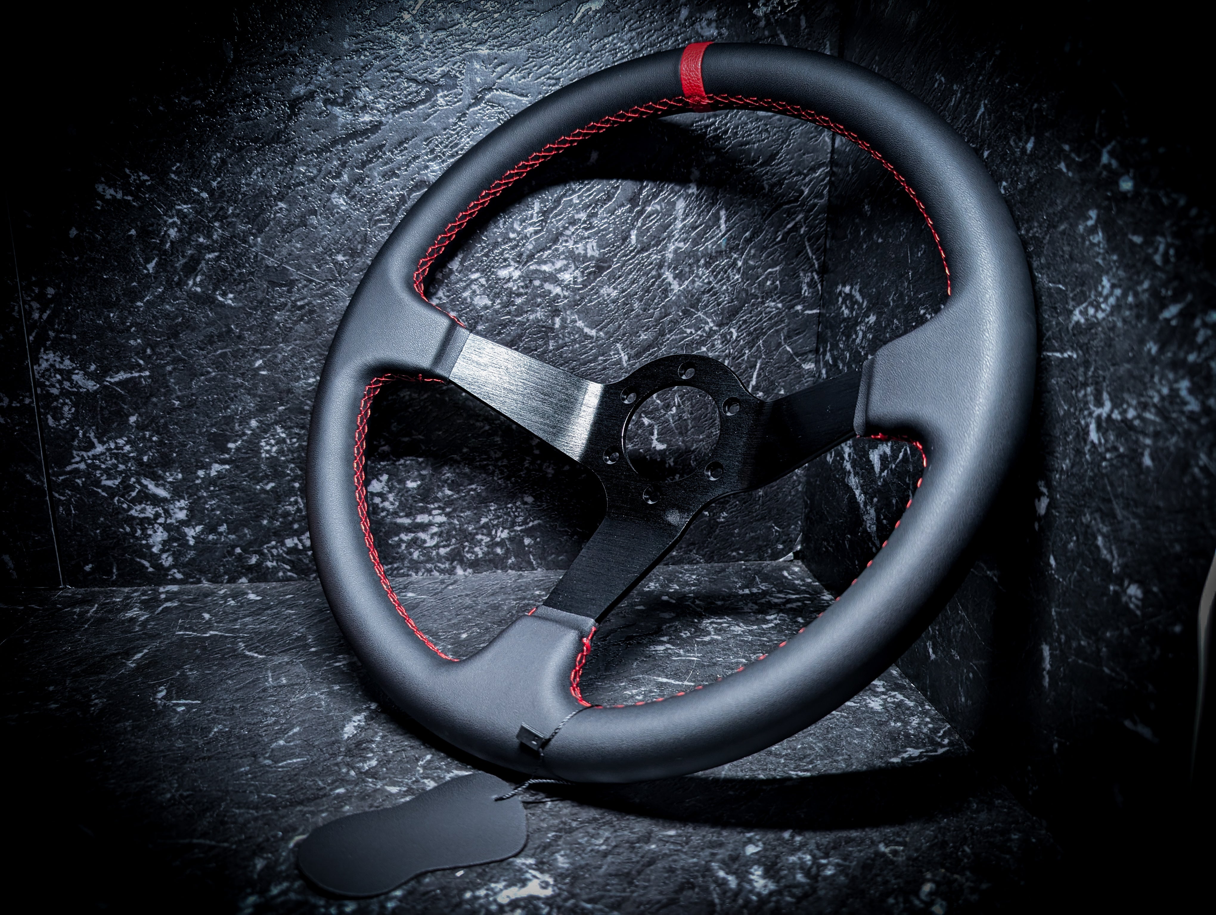 Red Stitch • Deep Dished Leather Steering Wheel