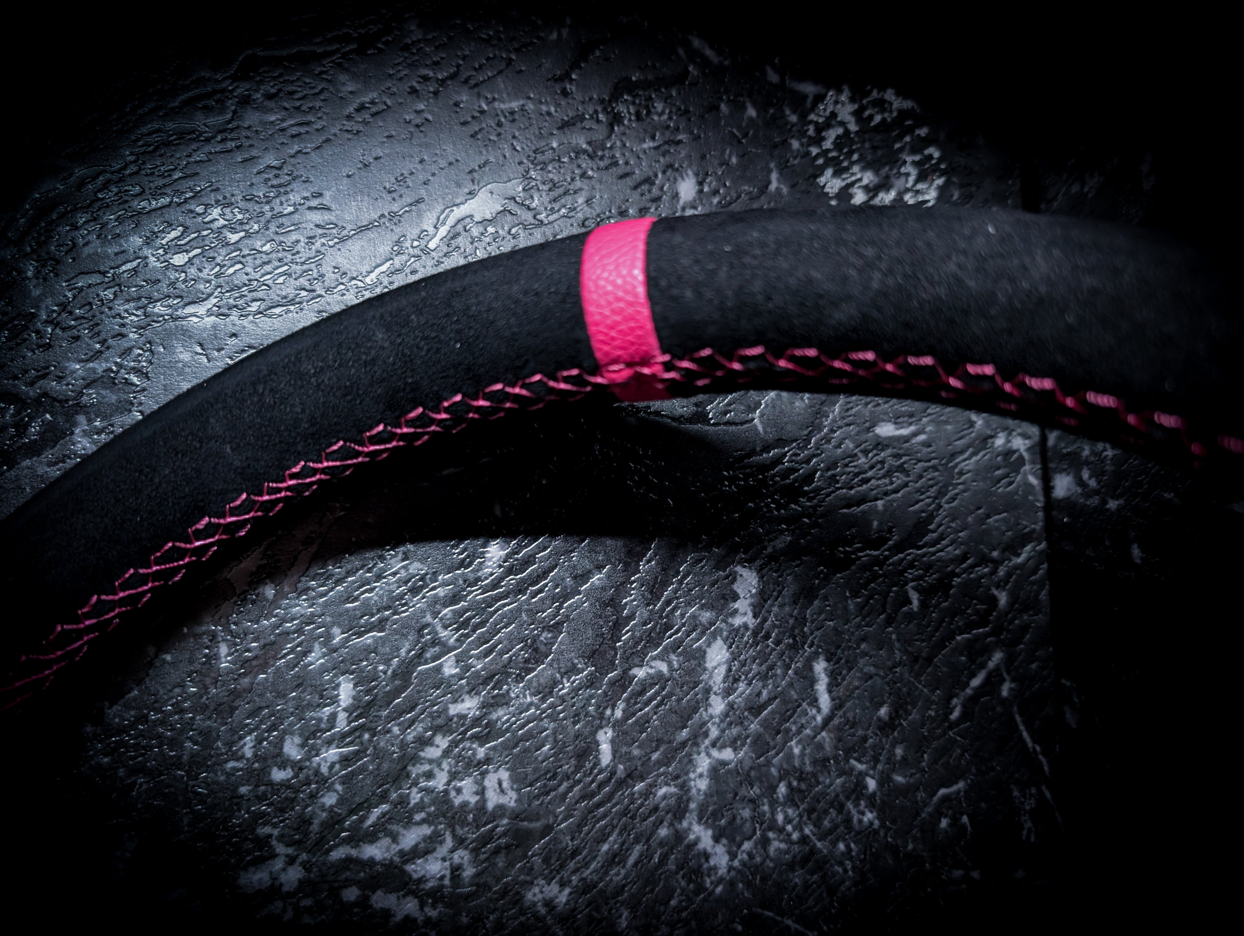 Bright Pink Stitch • Deep Dished Alcantara Steering Wheel