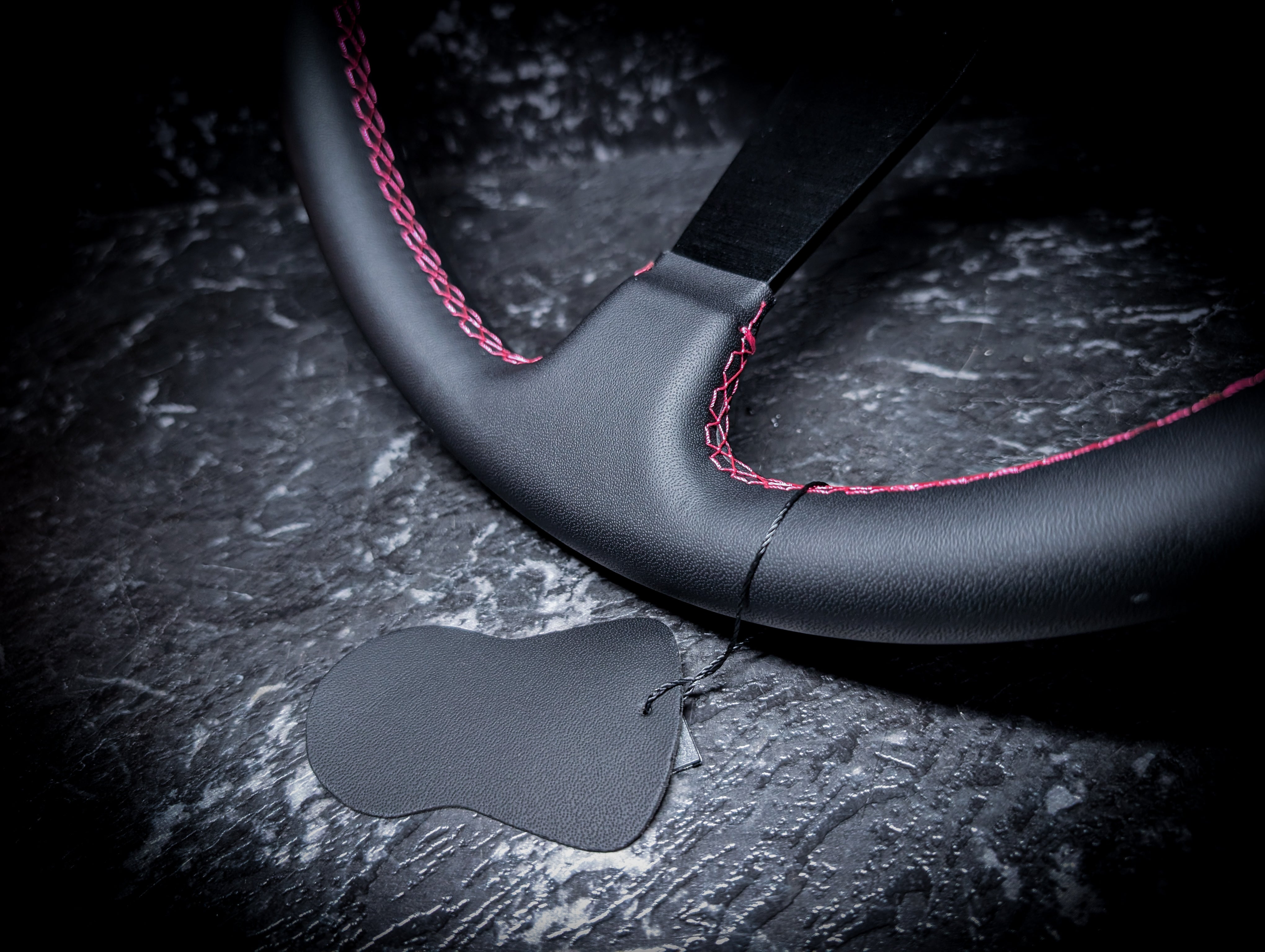 Bright Pink Stitch • Deep Dished Leather Steering Wheel