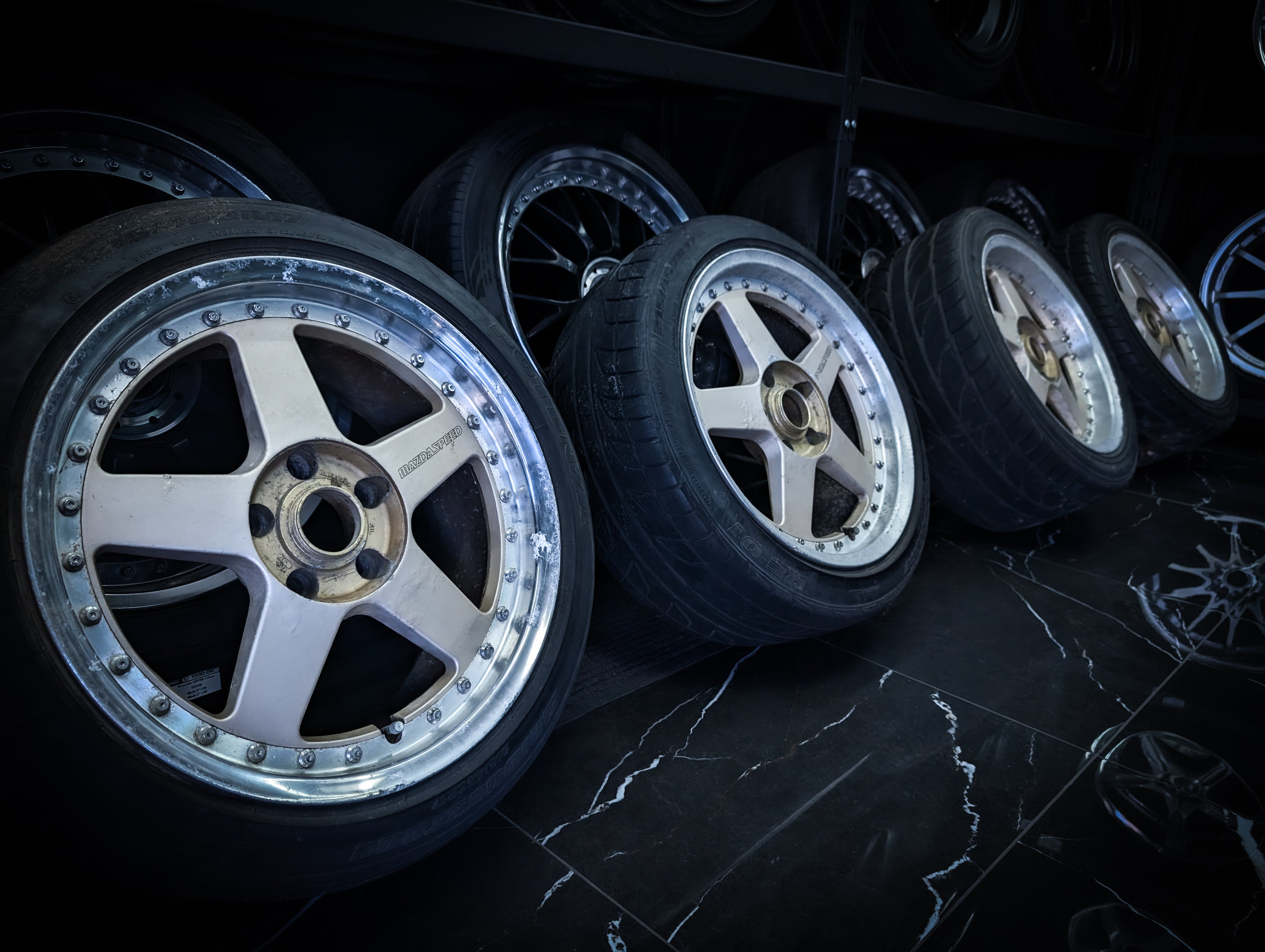 17" MAZDASPEED Rays MS-01 2 Piece Staggared Wheels x 4