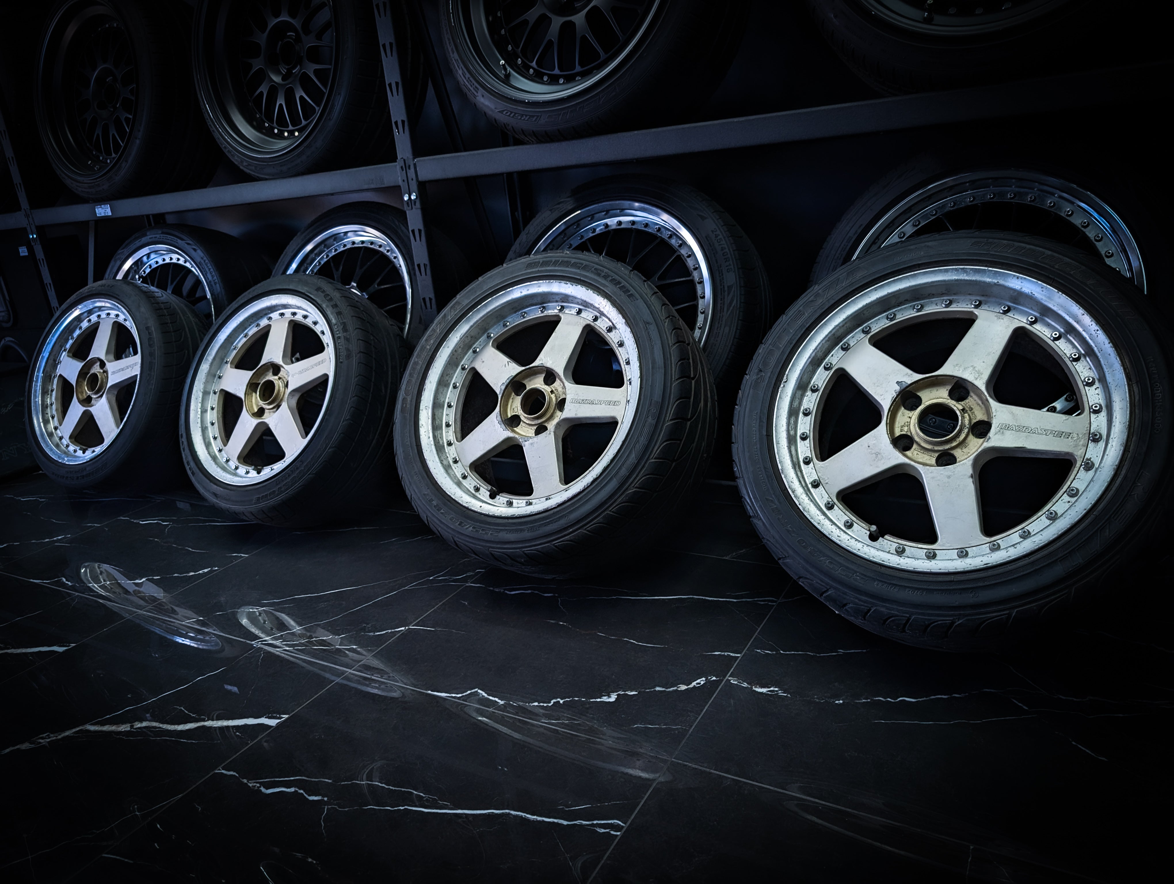 17" MAZDASPEED Rays MS-01 2 Piece Staggared Wheels x 4