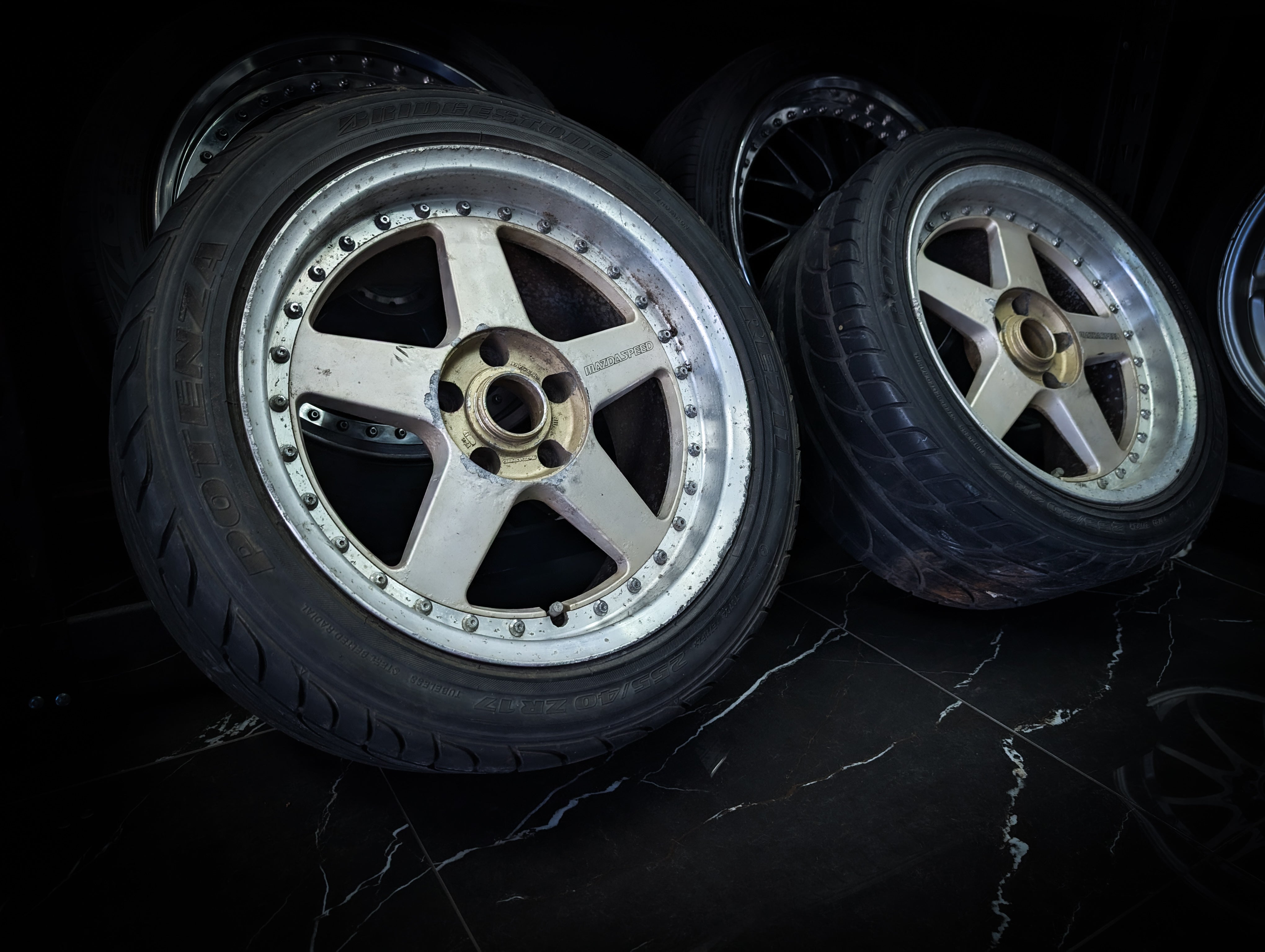 17" MAZDASPEED Rays MS-01 2 Piece Staggared Wheels x 4