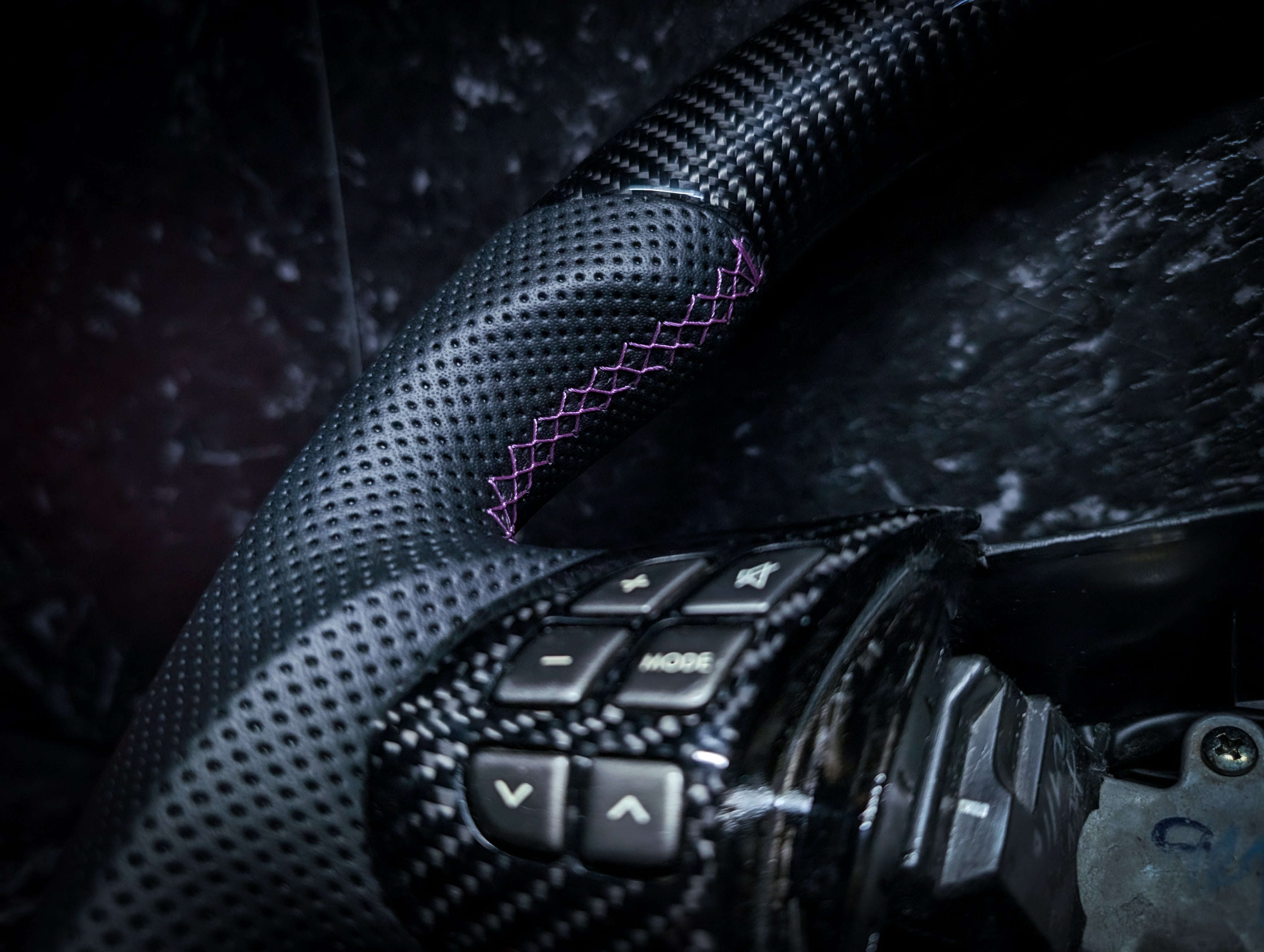 PURPLE | Carbon Fibre Re-Trimmed Perforated Leather and D Shaped Subaru 2008-2013 Sports Steering Wheel (Copy)