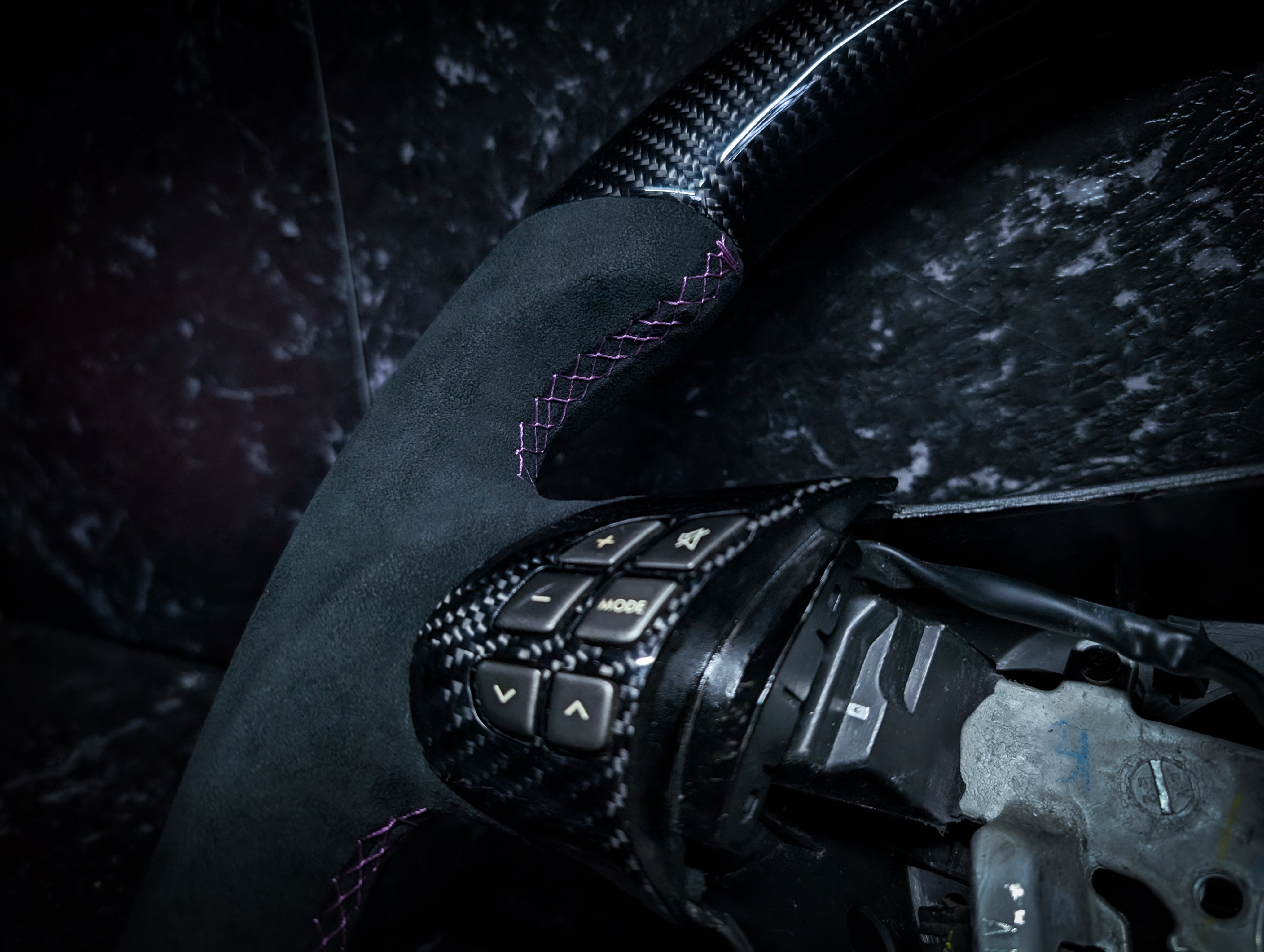 PURPLE | Carbon Fibre Re-Trimmed Alcantara D Shaped Subaru 2008-2013 Sports Steering Wheel