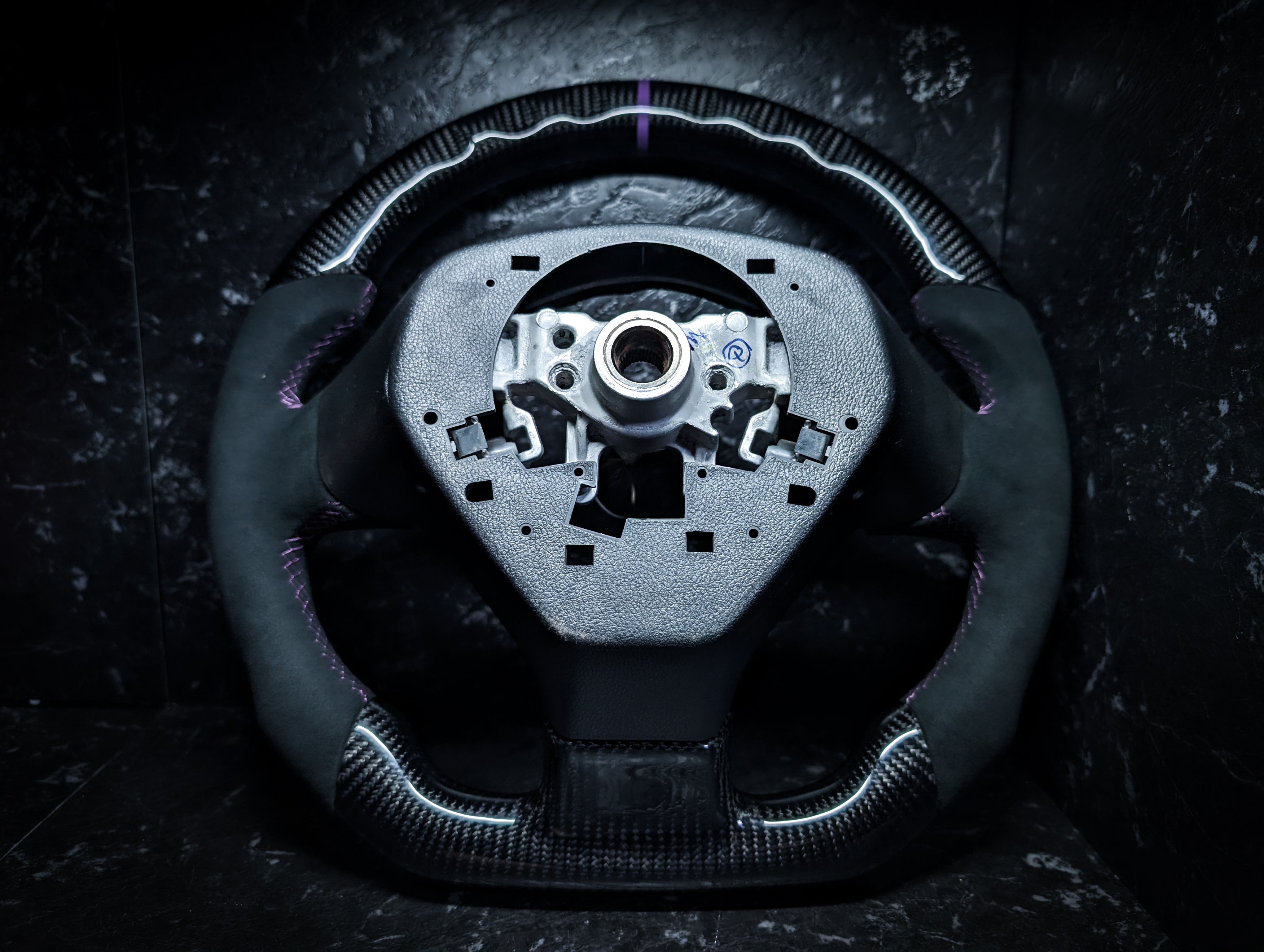 PURPLE | Carbon Fibre Re-Trimmed Alcantara D Shaped Subaru 2008-2013 Sports Steering Wheel