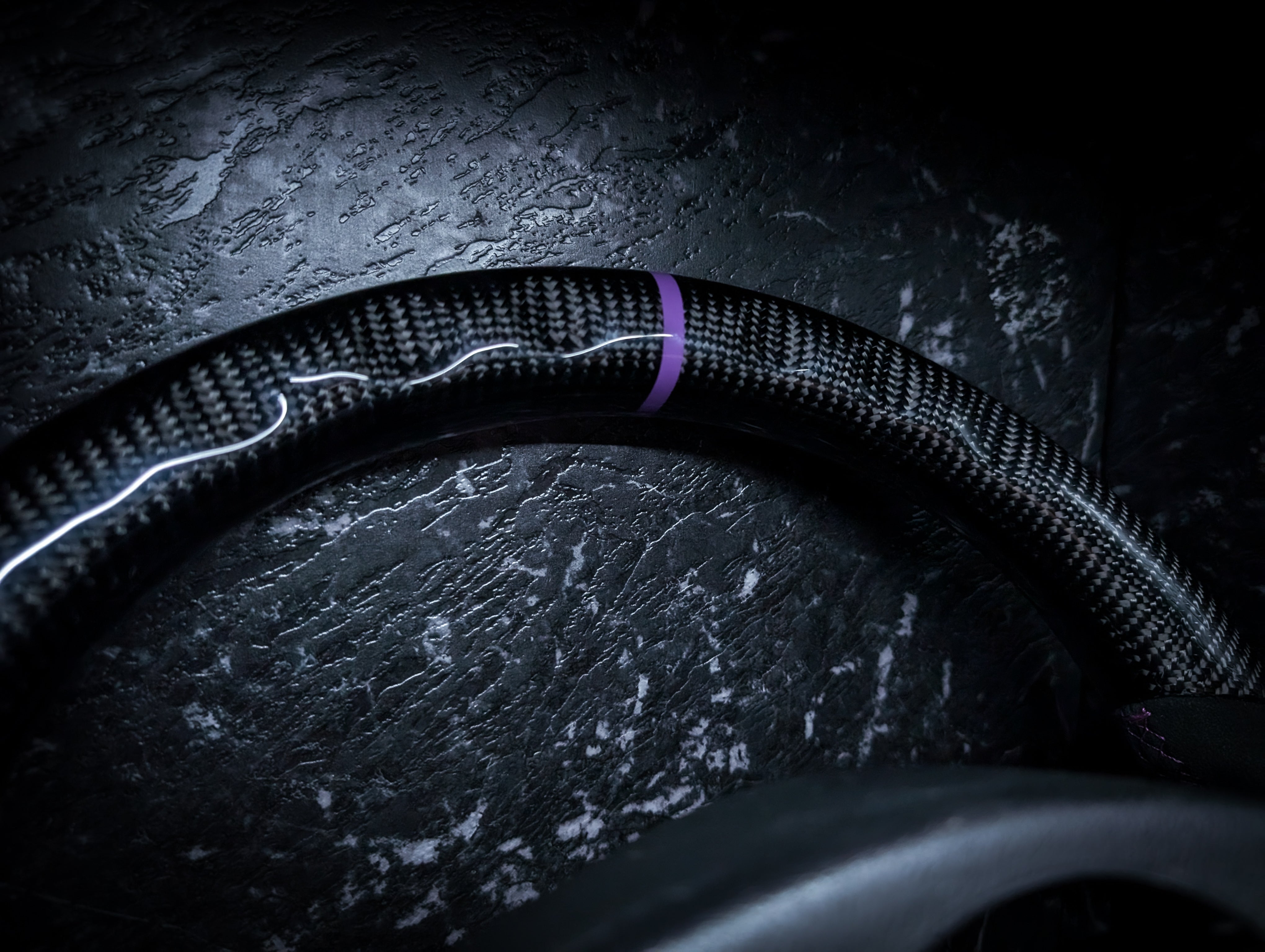 PURPLE | Carbon Fibre Re-Trimmed Alcantara D Shaped Subaru 2008-2013 Sports Steering Wheel