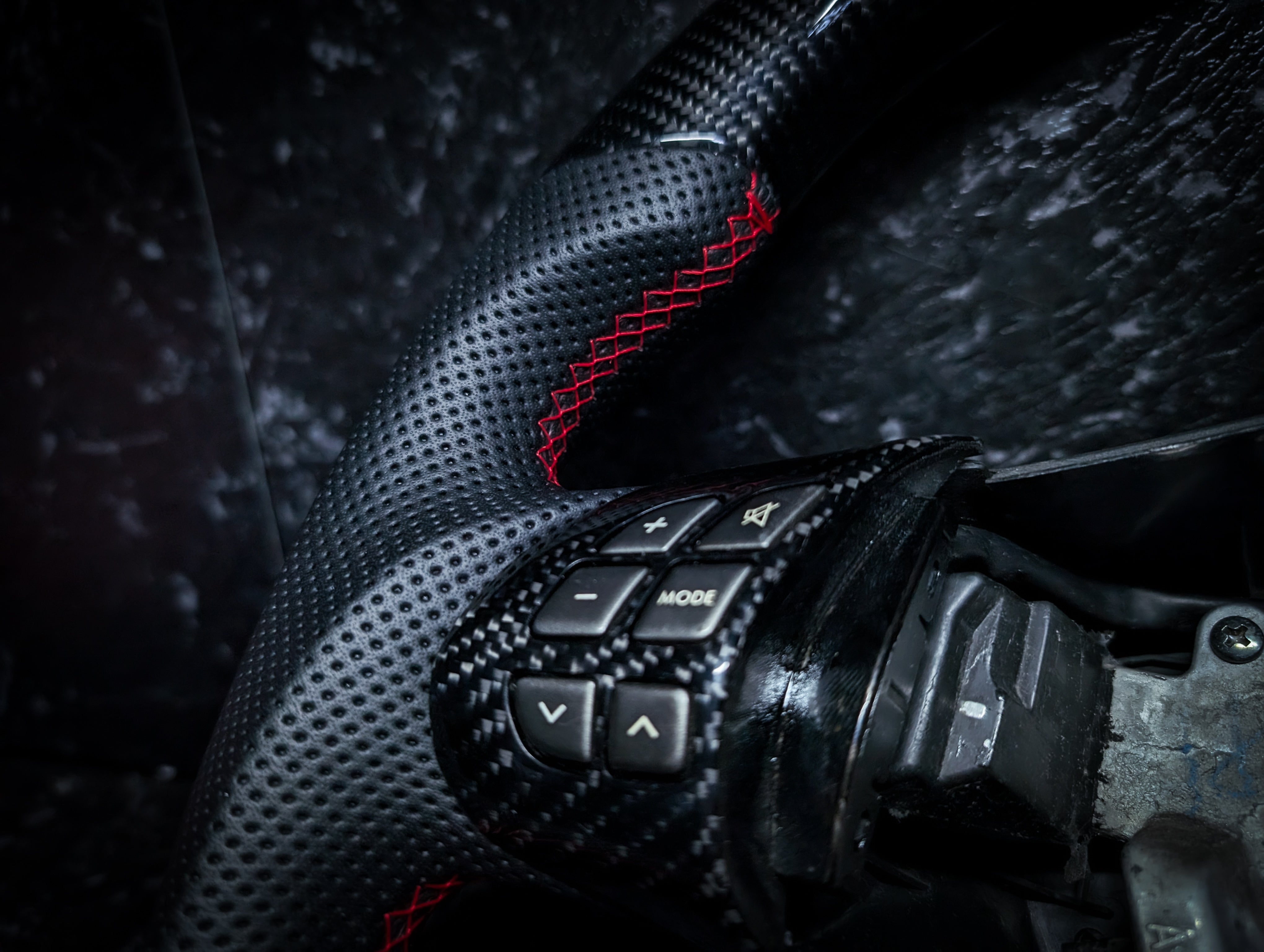 RED | Carbon Fibre Re-Trimmed Perforated Leather and D Shaped Subaru 2008-2013 Sports Steering Wheel