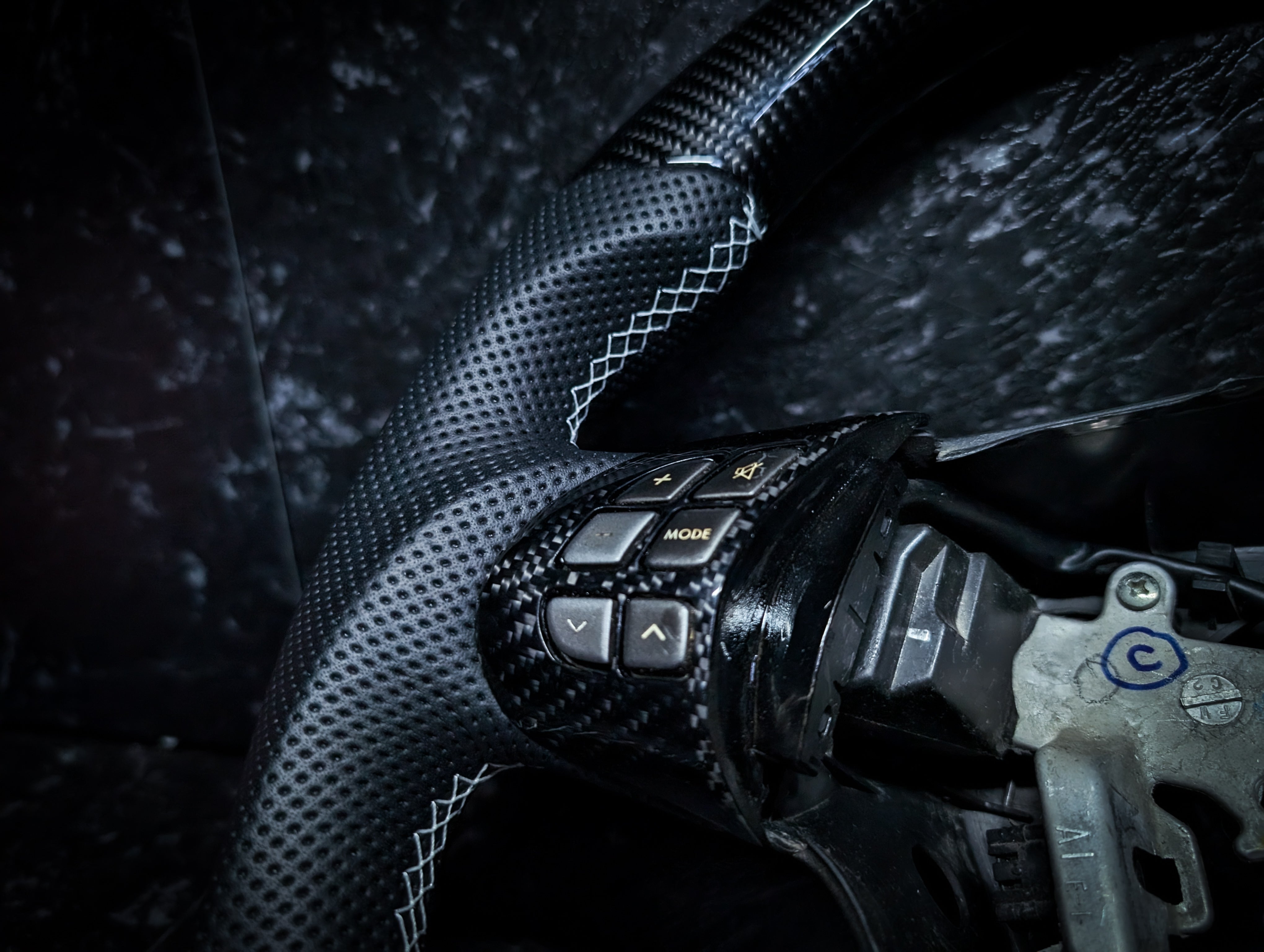 WHITE | Carbon Fibre Re-Trimmed Perforated Leather and D Shaped Subaru 2008-2013 Sports Steering Wheel