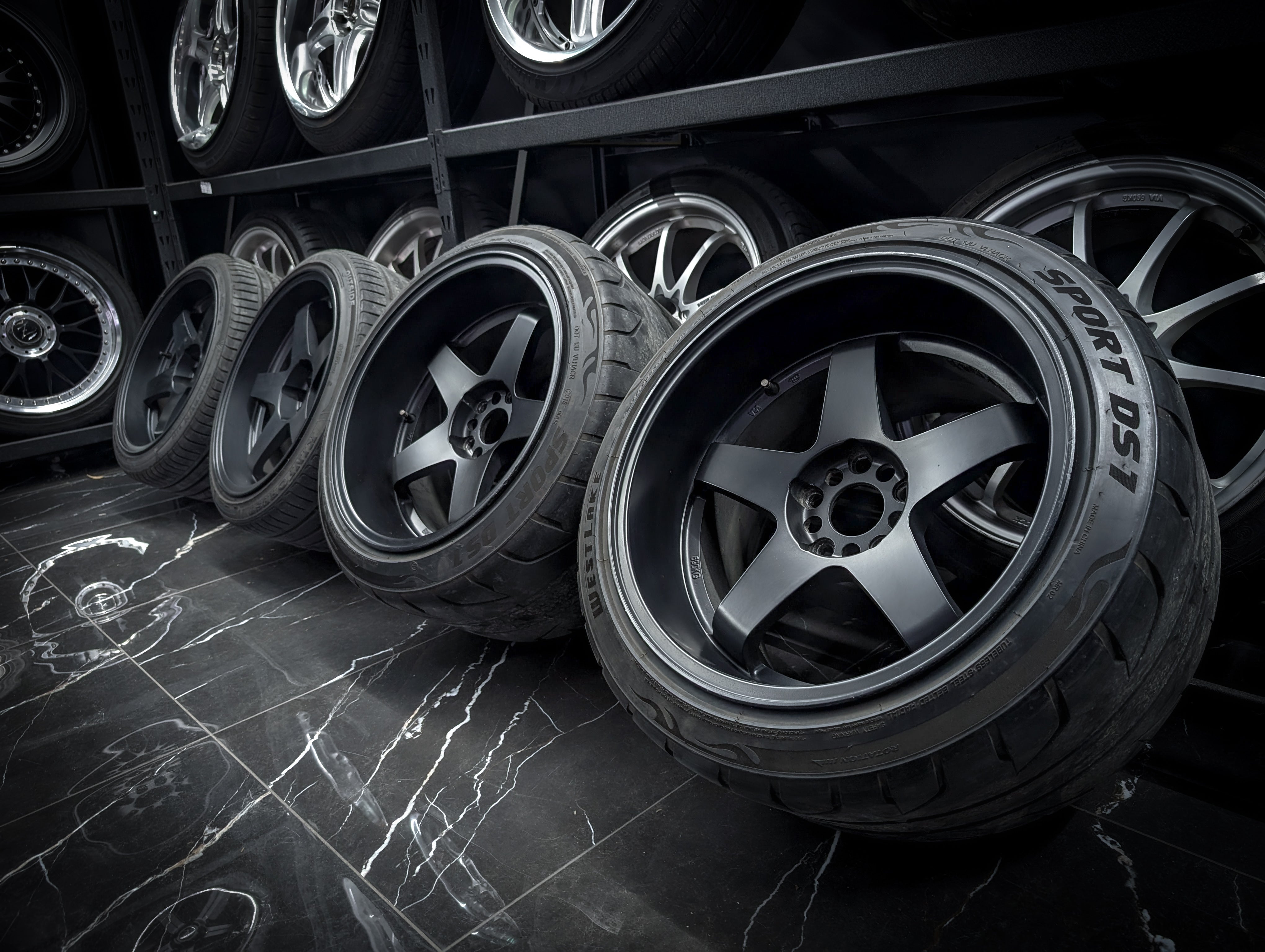 18" ROTA P45R2 Matte Black Staggared Wheels x 4