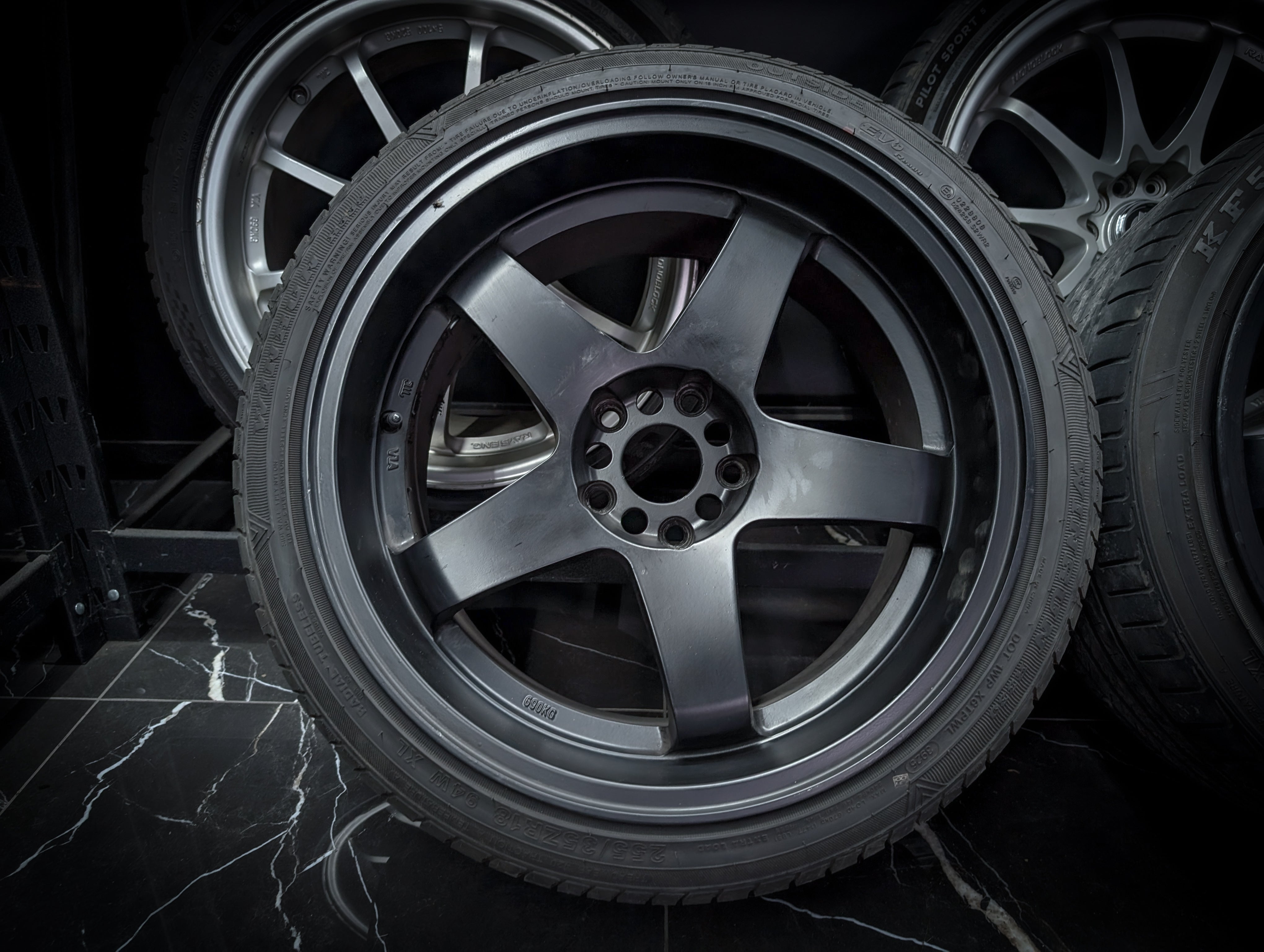 18" ROTA P45R2 Matte Black Staggared Wheels x 4